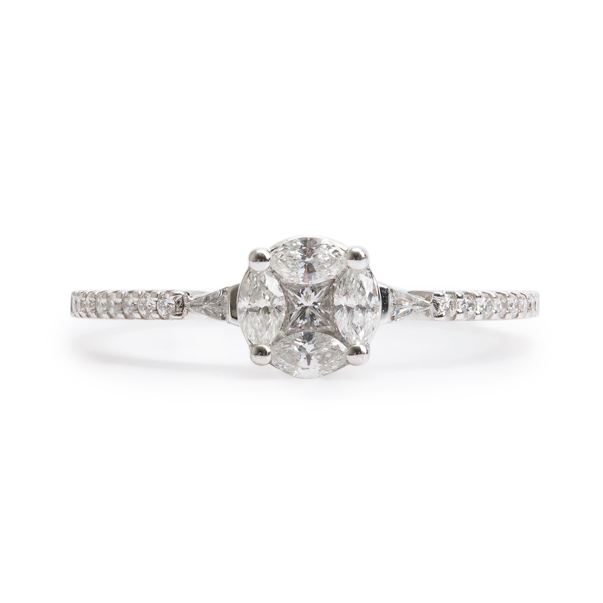 Effy 14k White Gold Cluster Diamond Ring, Size 7.25