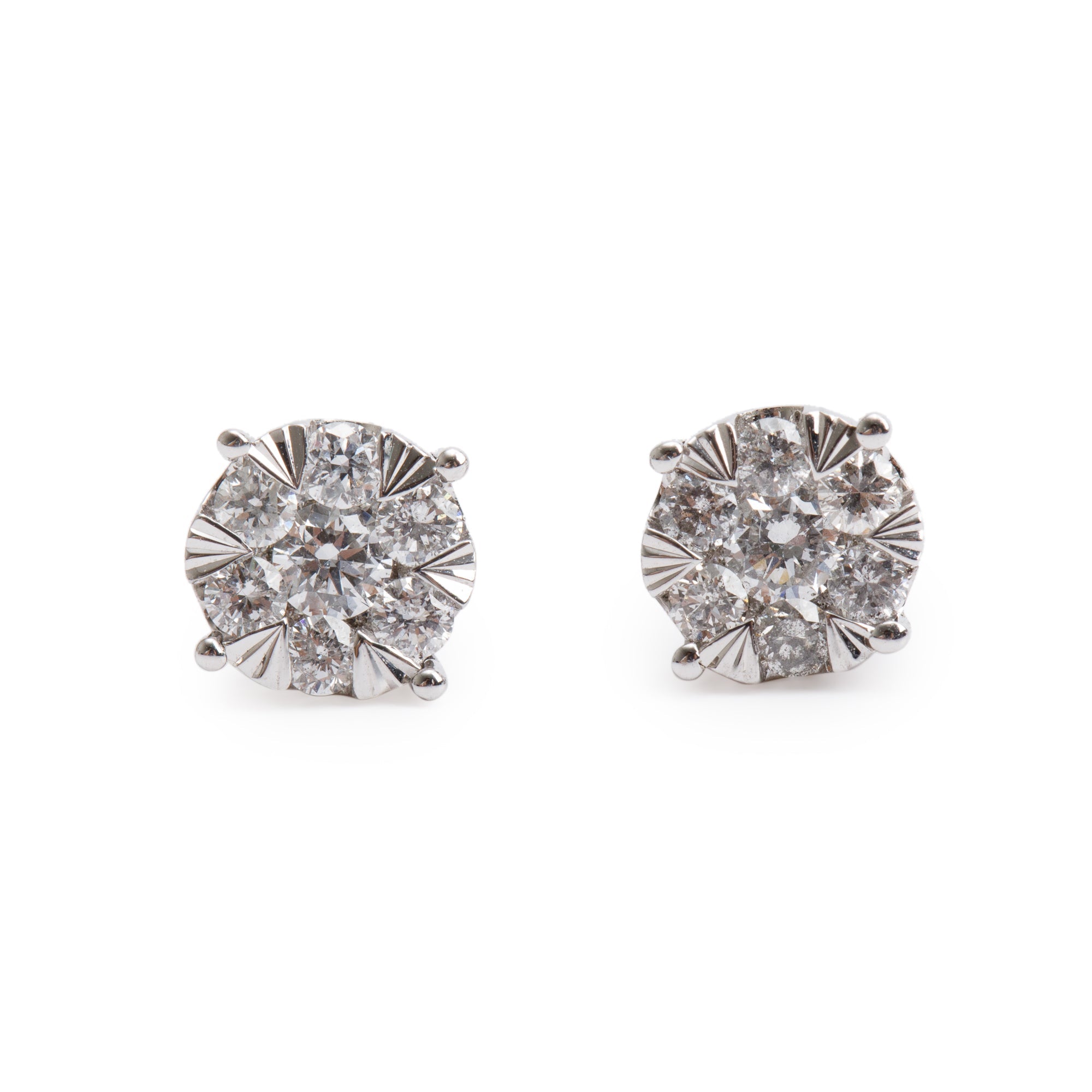 Effy 14k White Gold Cluster Diamond Stud Earrings