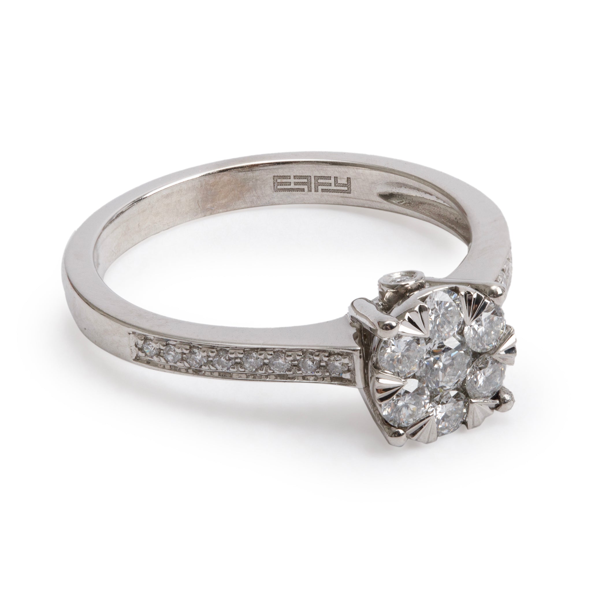 Effy 14k White Gold Diamond Cluster Ring, Size 7 w/ Box