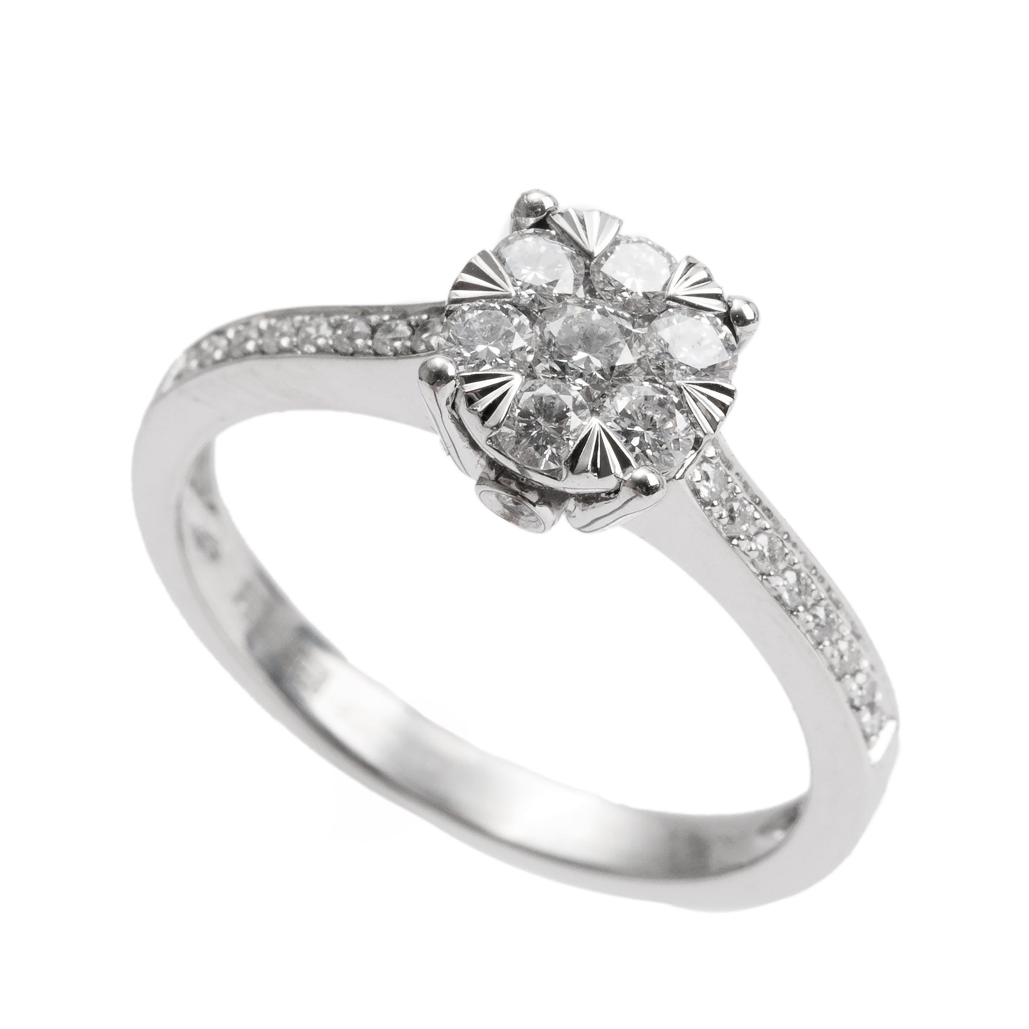 Effy 14k White Gold Diamond Cluster Ring, Size 7 w/ Box