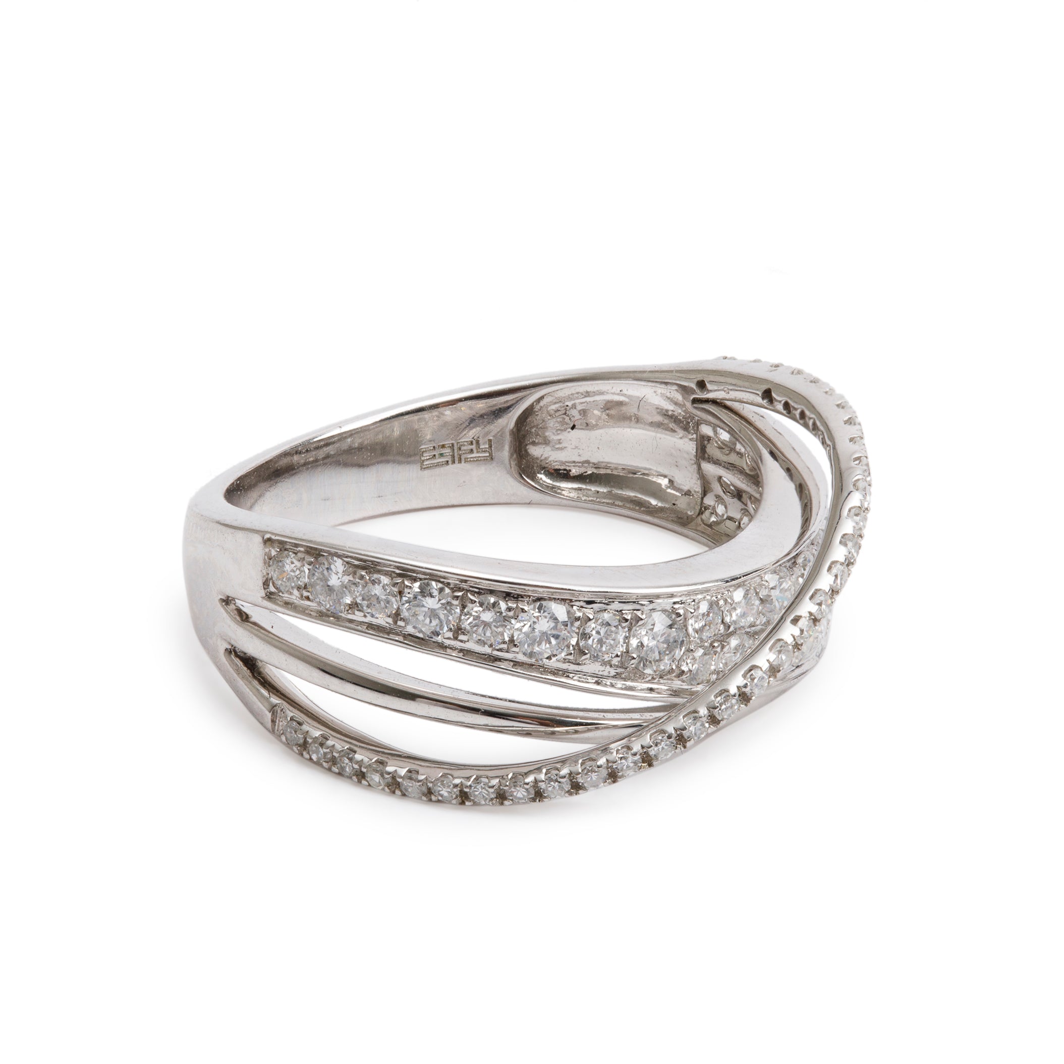 Effy 14k White Gold Diamond Crossover Ring, Size 7