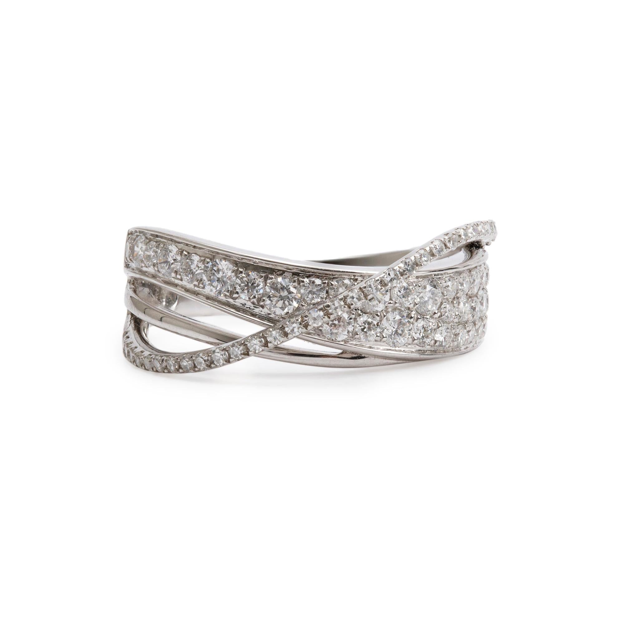 Effy 14k White Gold Diamond Crossover Ring, Size 7