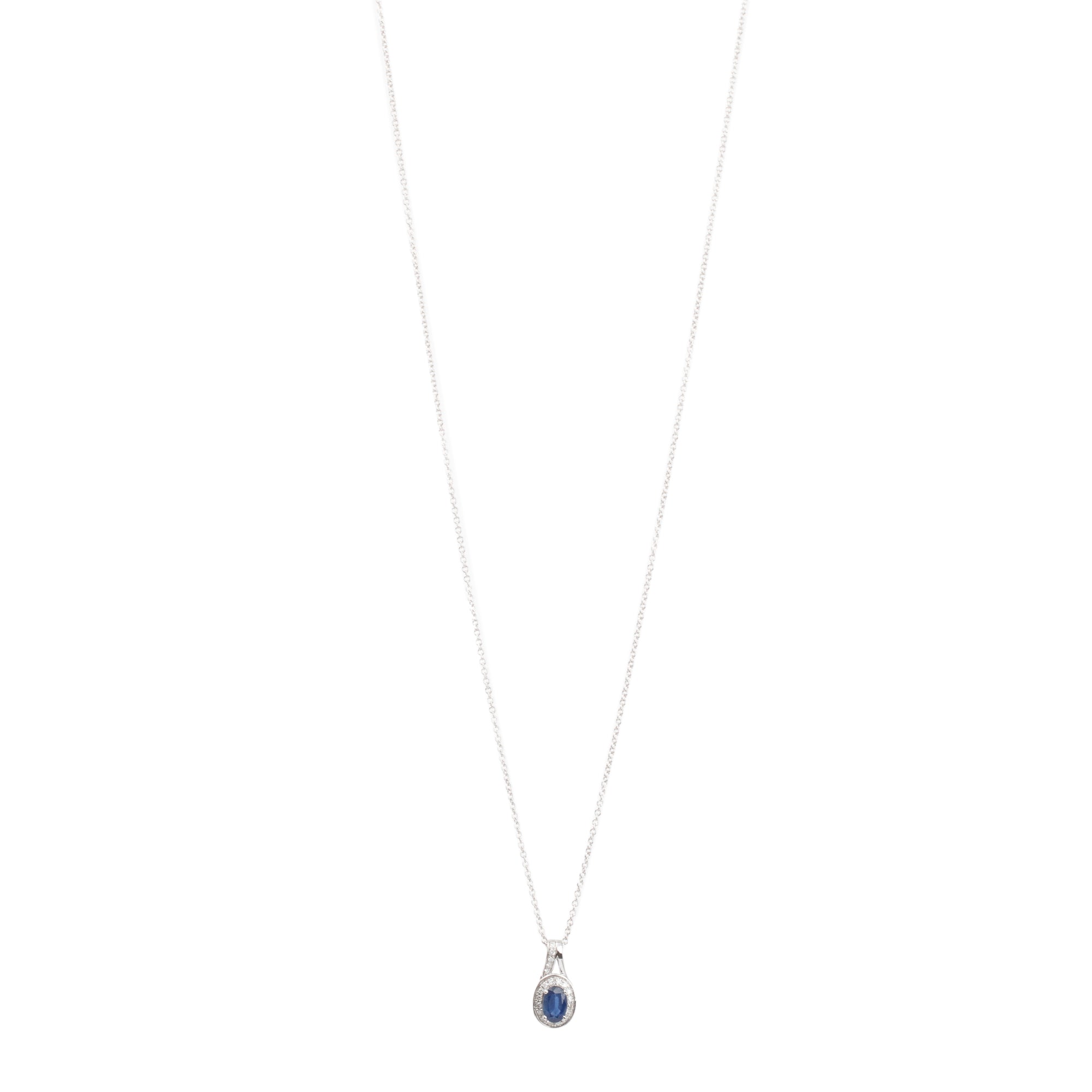Effy 14k White Gold Sapphire & Diamond Pendant Necklace