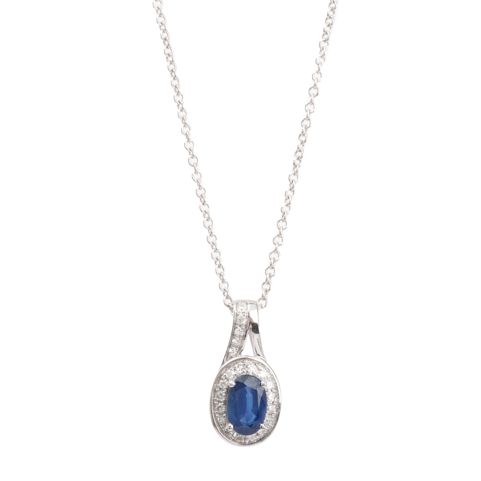 Effy 14k White Gold Sapphire & Diamond Pendant Necklace