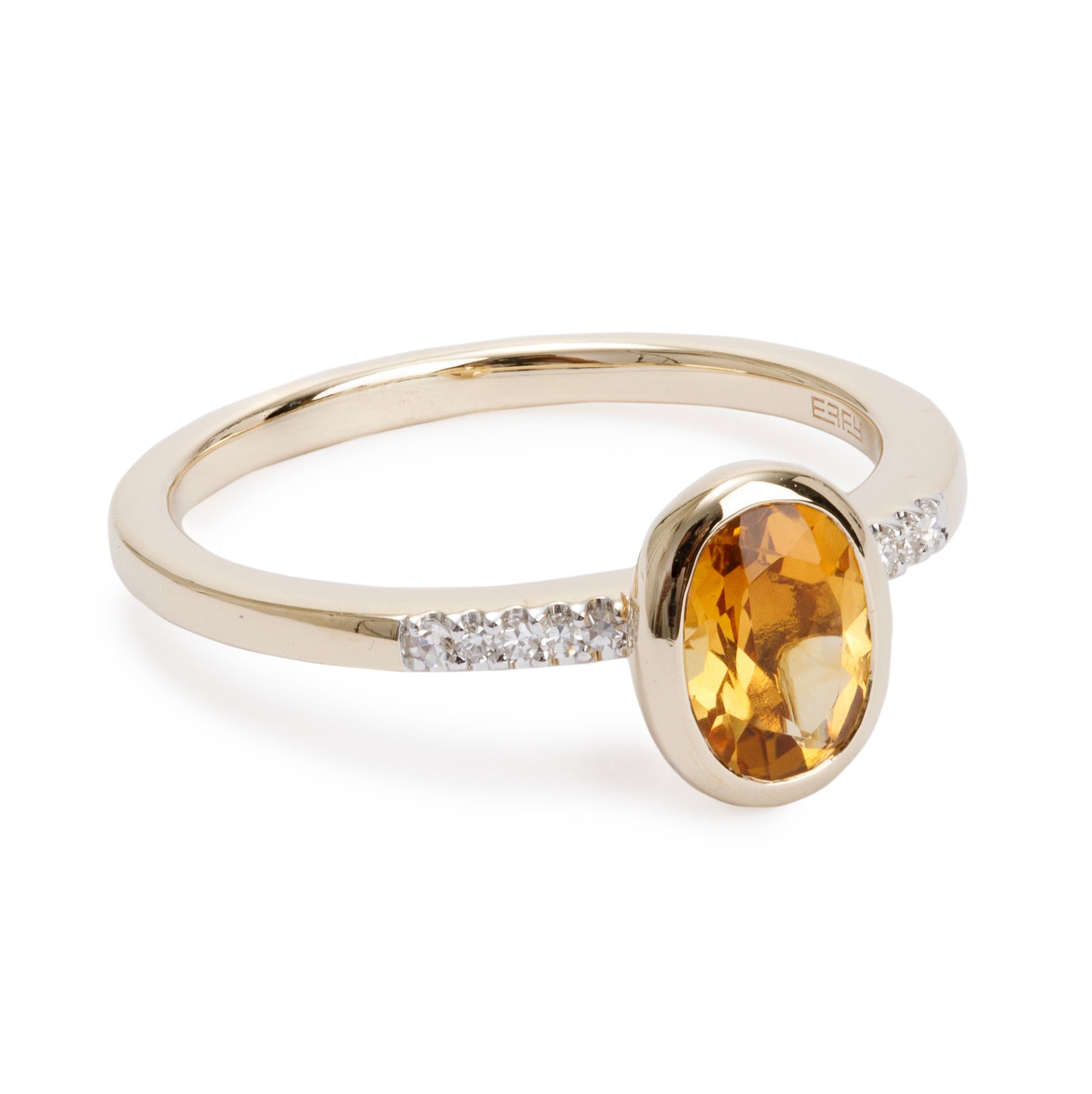 Effy 14k Yellow Gold Citrine & Diamond Sunset Ring, Size 7