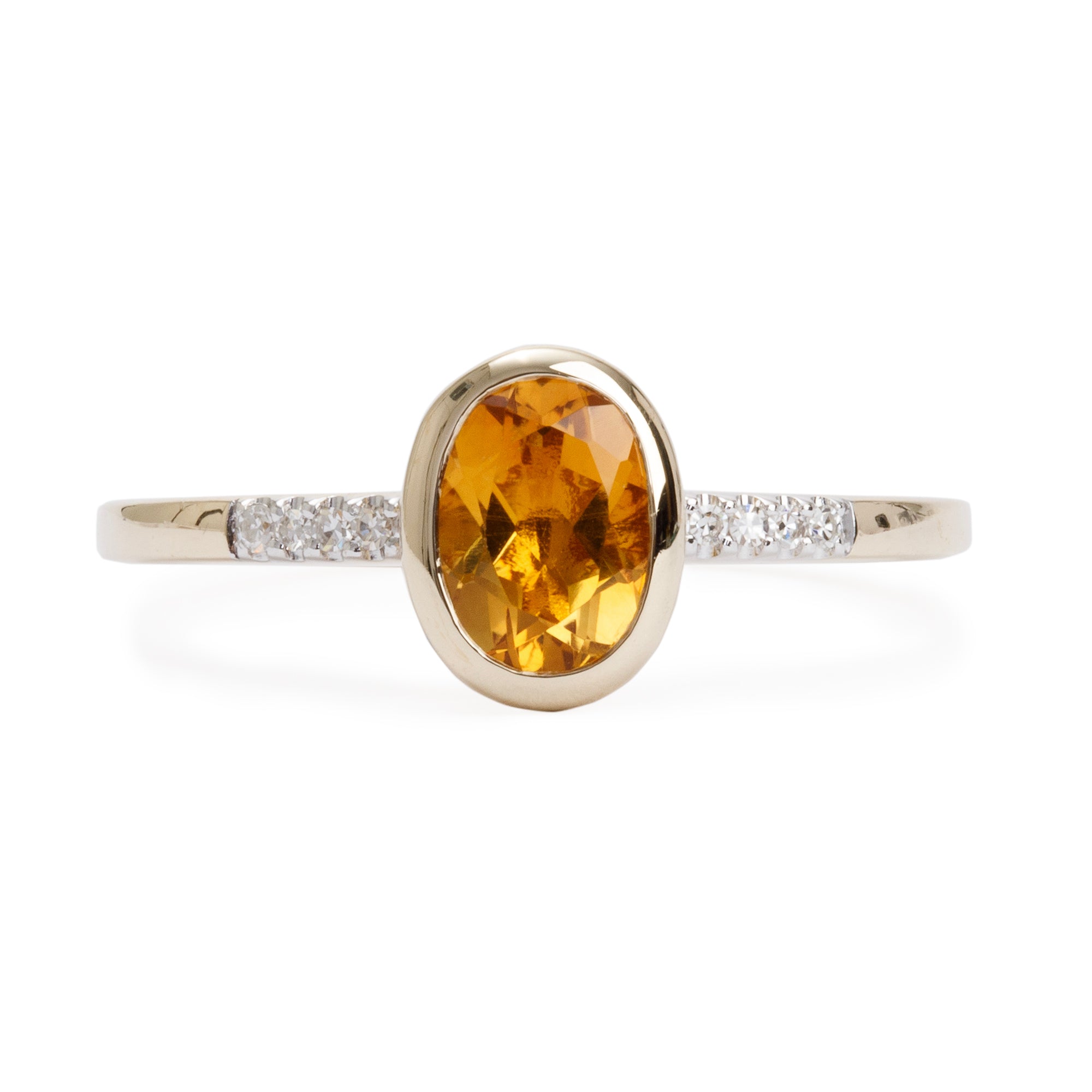Effy 14k Yellow Gold Citrine & Diamond Sunset Ring, Size 7