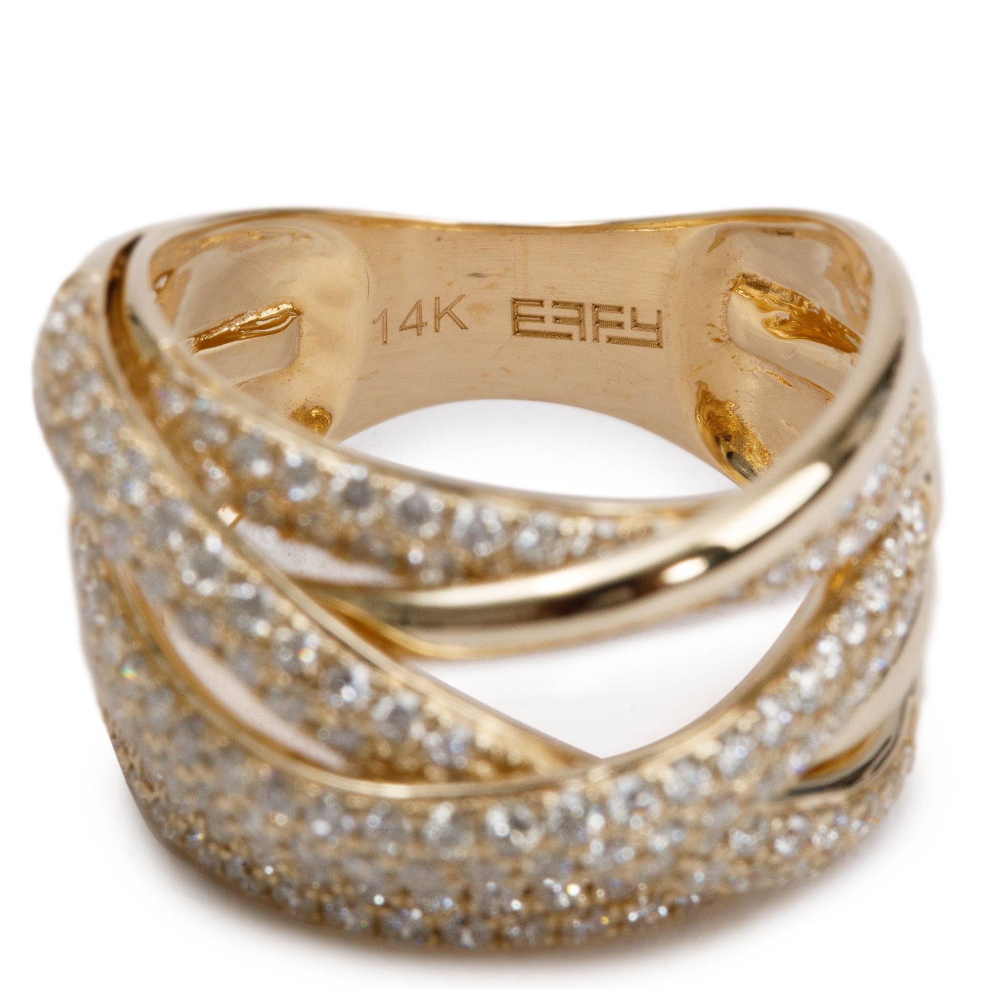 Effy 14k Yellow Gold Diamond Crossover Ring, Size 7