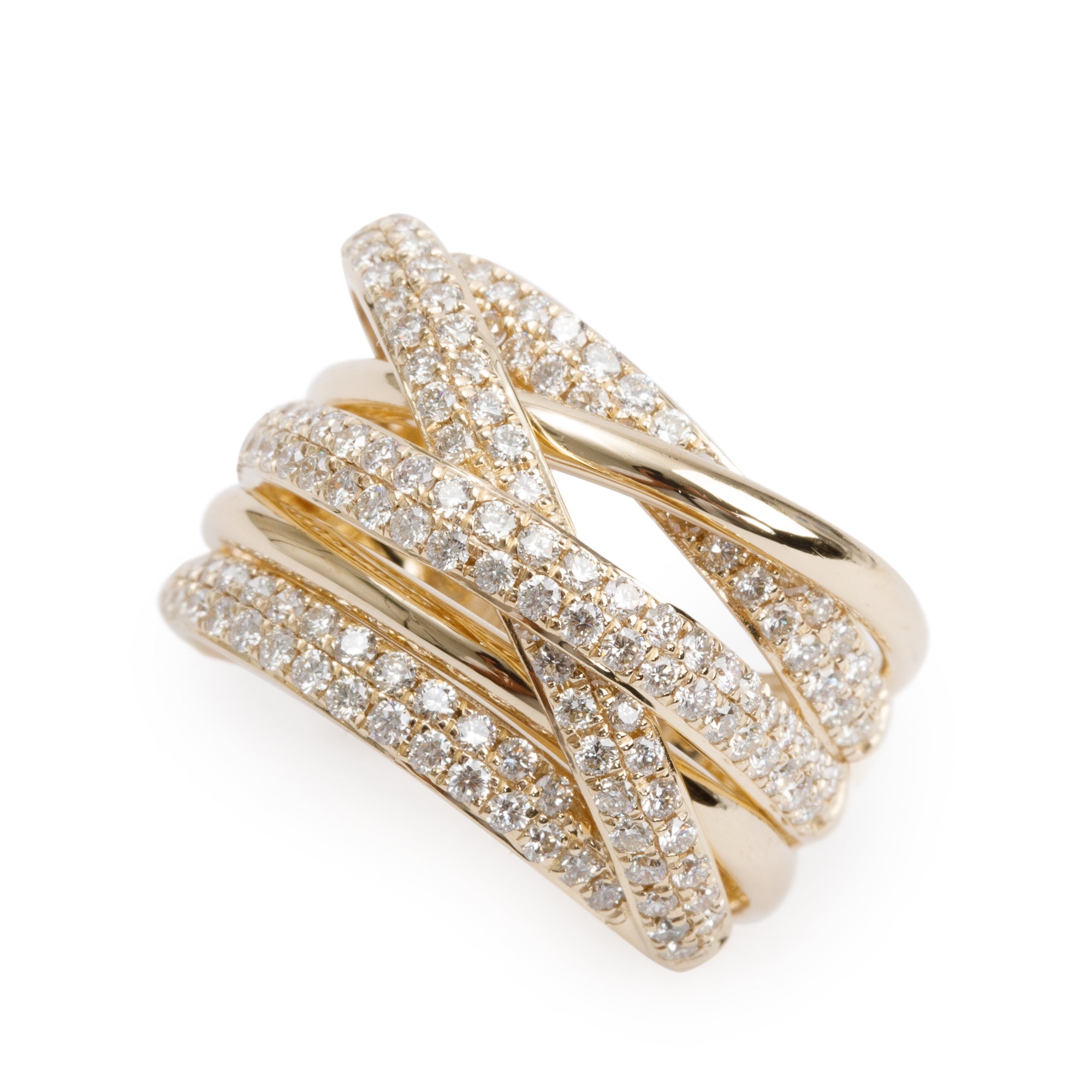 Effy 14k Yellow Gold Diamond Crossover Ring, Size 7