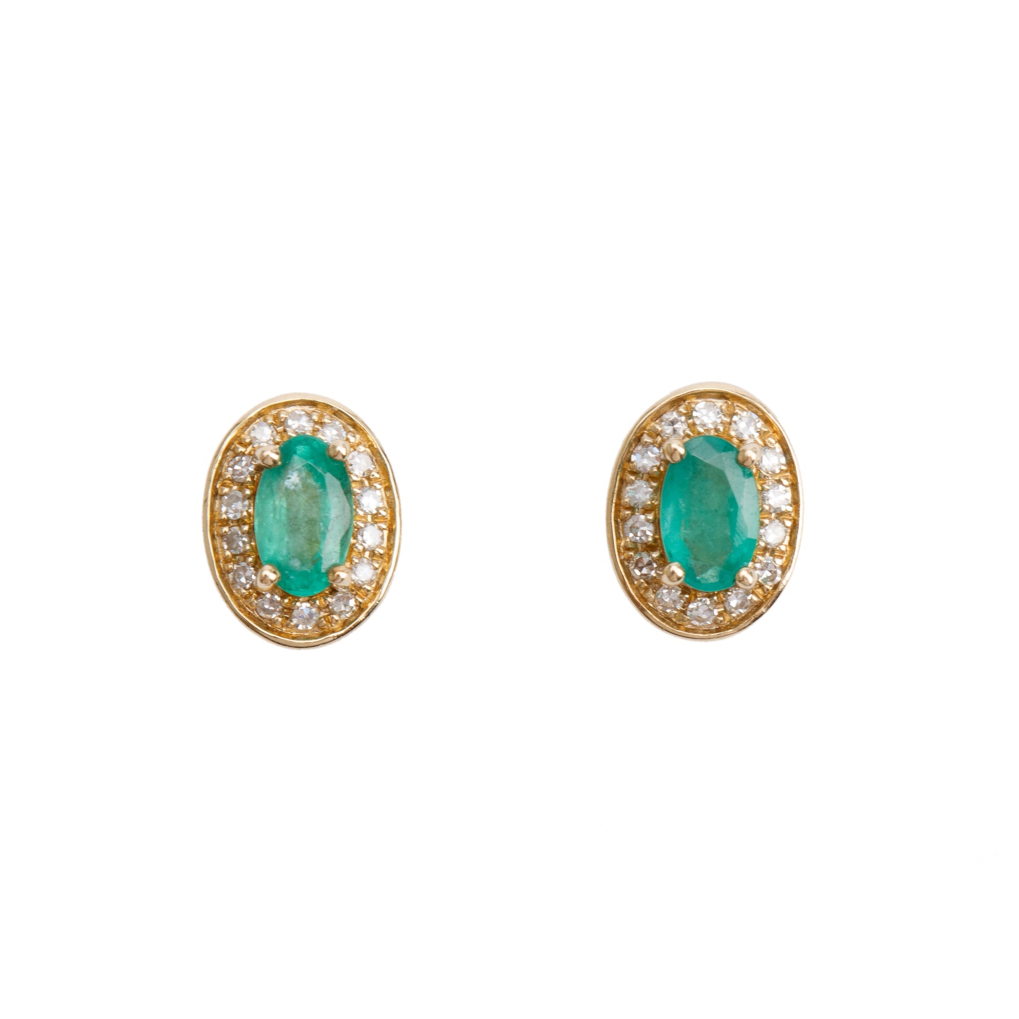 Effy 14k Yellow Gold Emerald & Diamond Stud Earrings