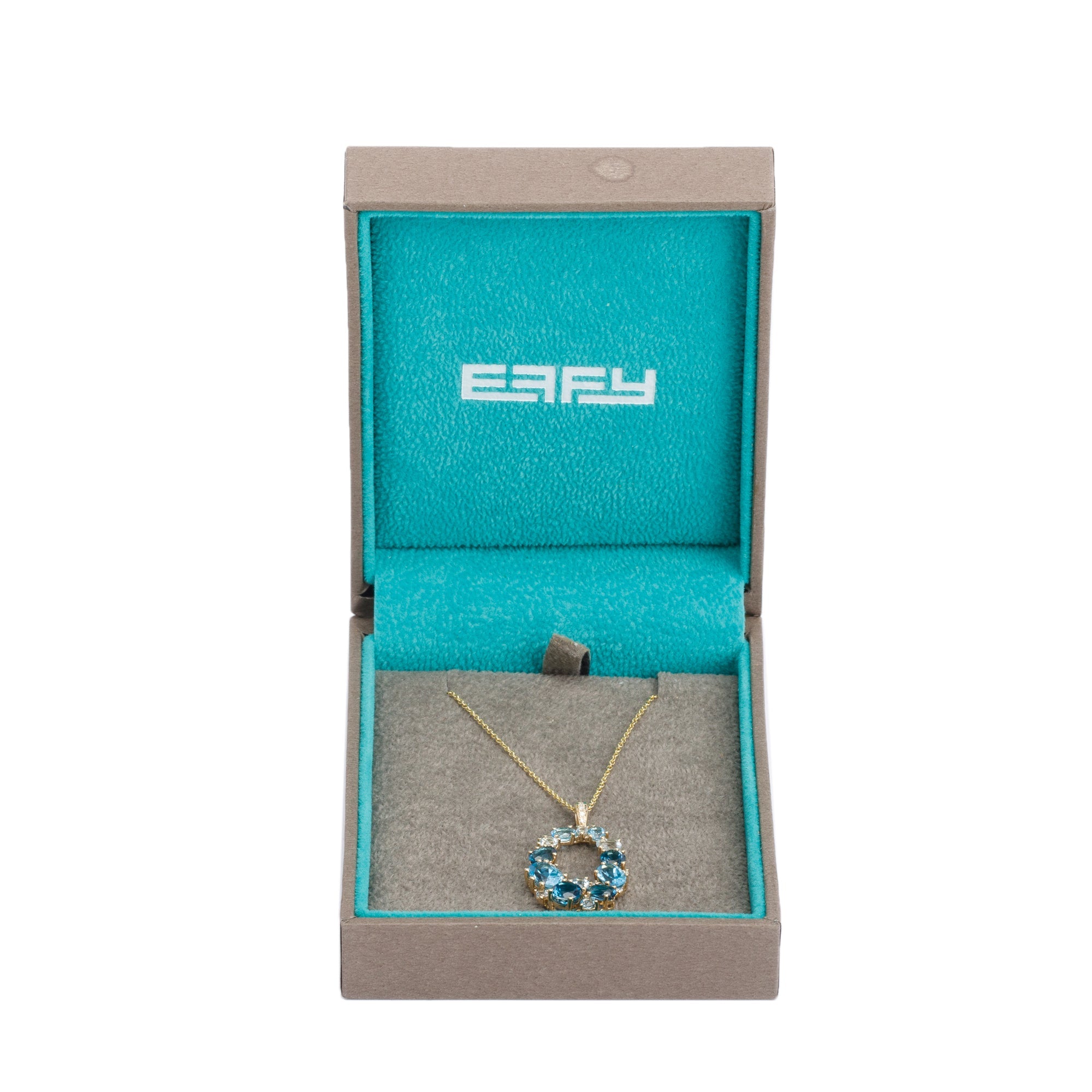 Effy 14k Yellow Gold Multicolor Topaz & Diamond Pendant Necklace w/ Box