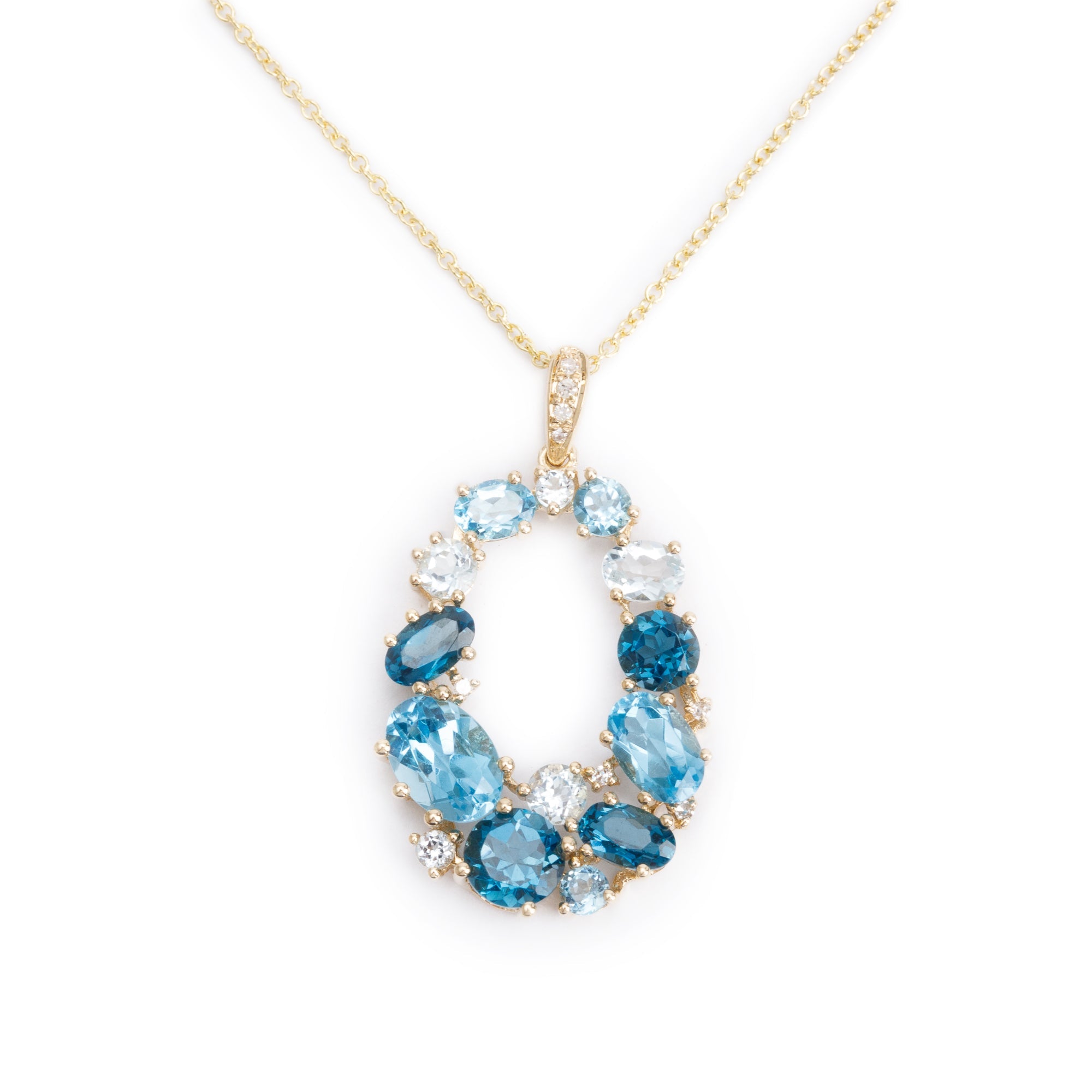 Effy 14k Yellow Gold Multicolor Topaz & Diamond Pendant Necklace w/ Box