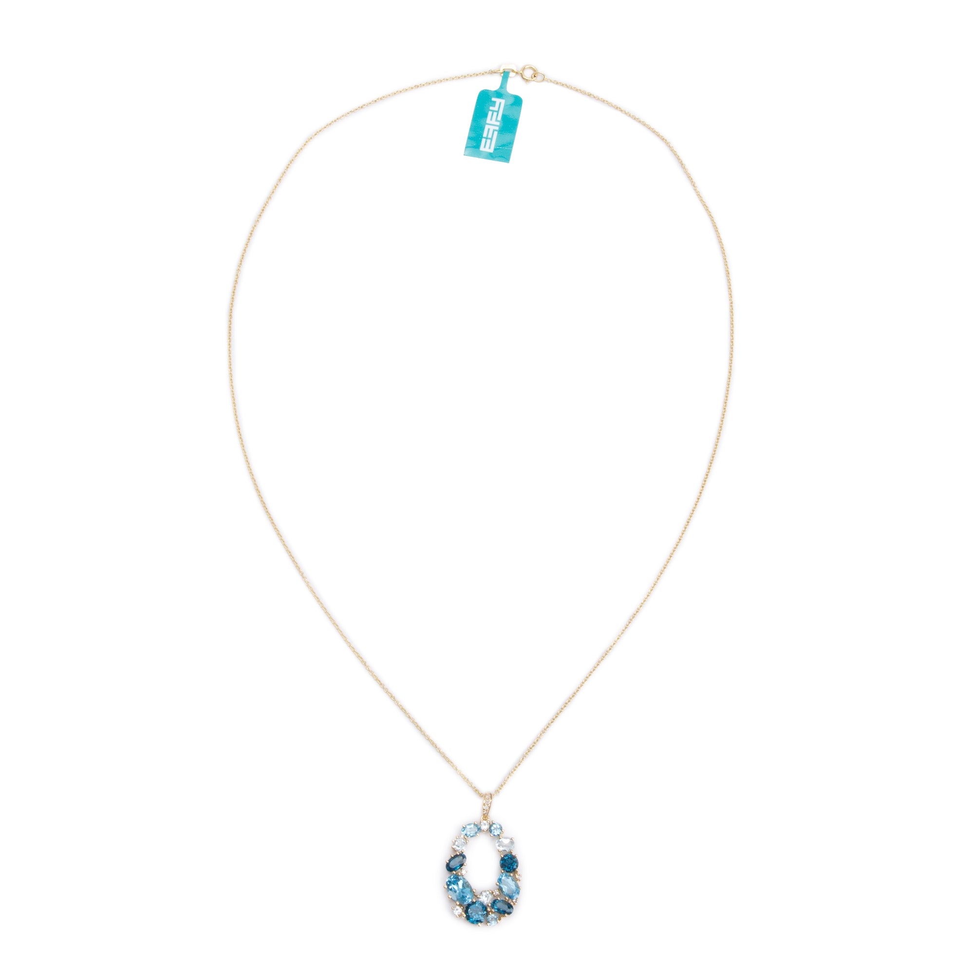 Effy 14k Yellow Gold Multicolor Topaz & Diamond Pendant Necklace w/ Box