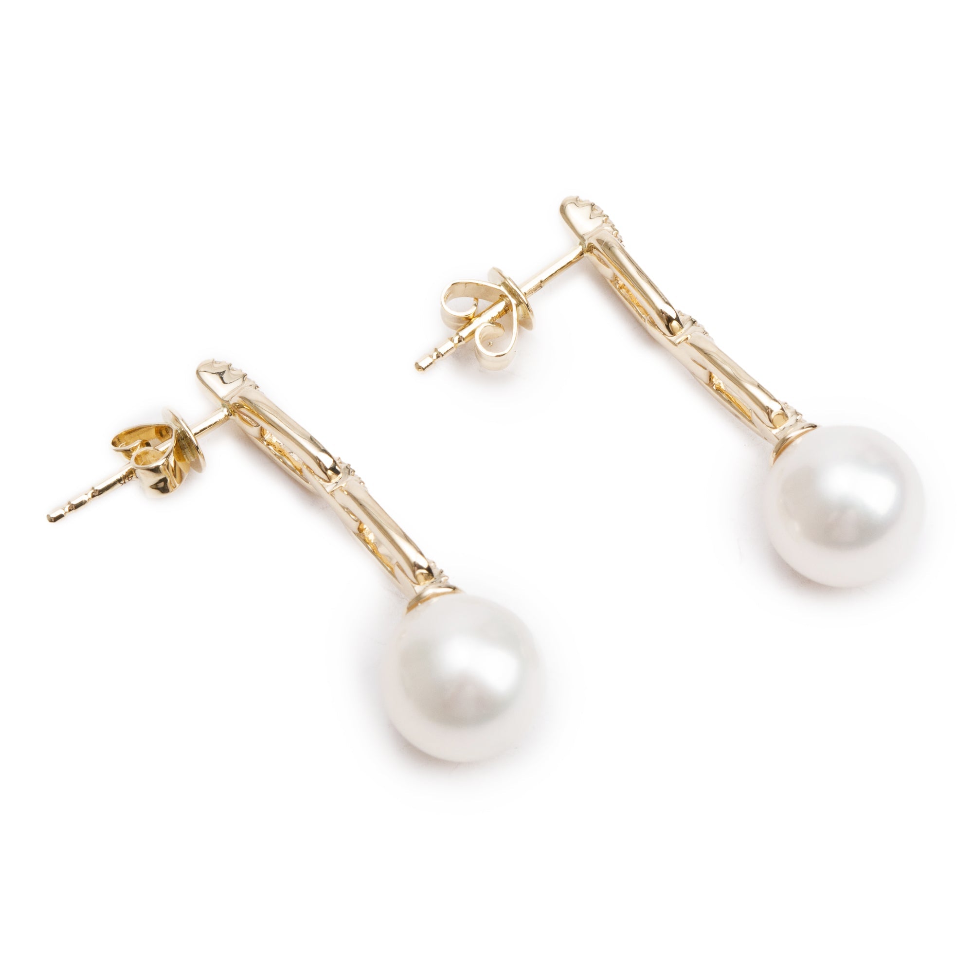 Effy 14k Yellow Gold Pearl & Diamond Drop Earrings