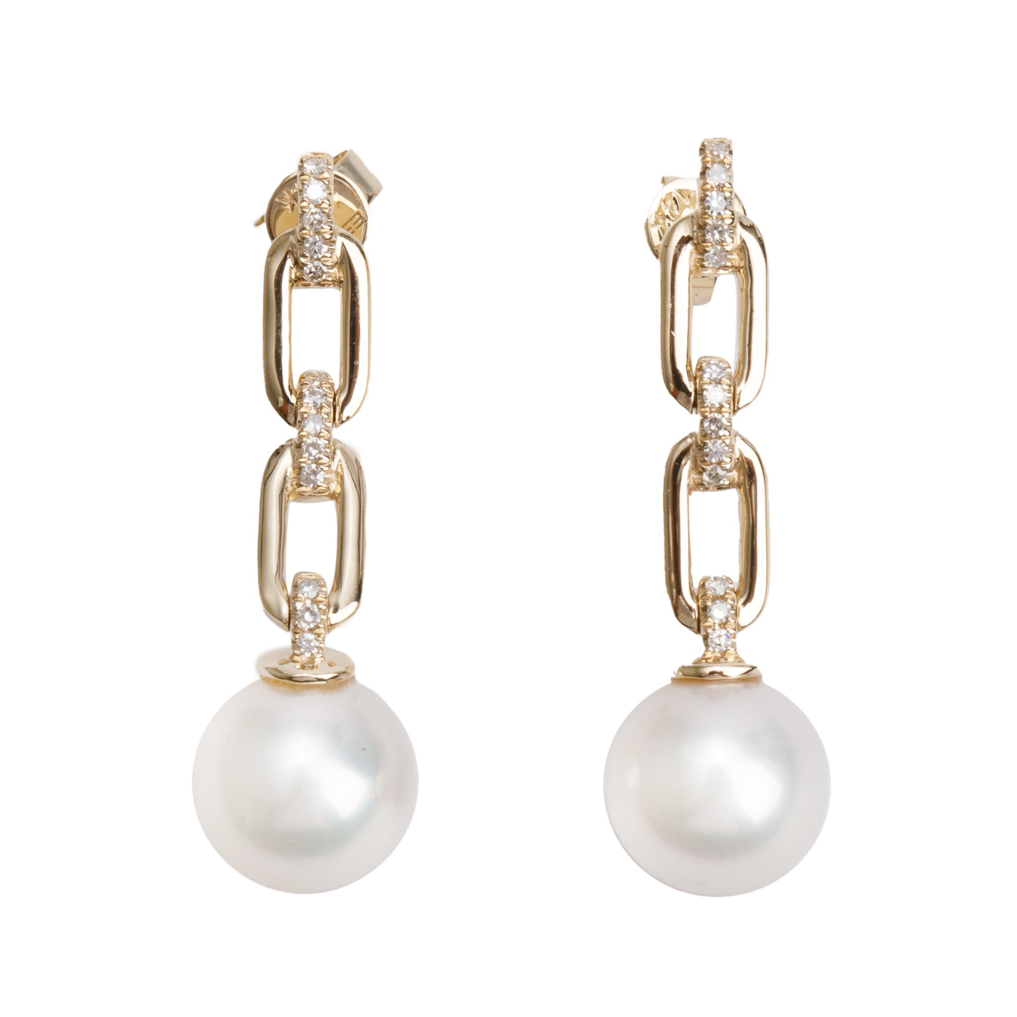 Effy 14k Yellow Gold Pearl & Diamond Drop Earrings