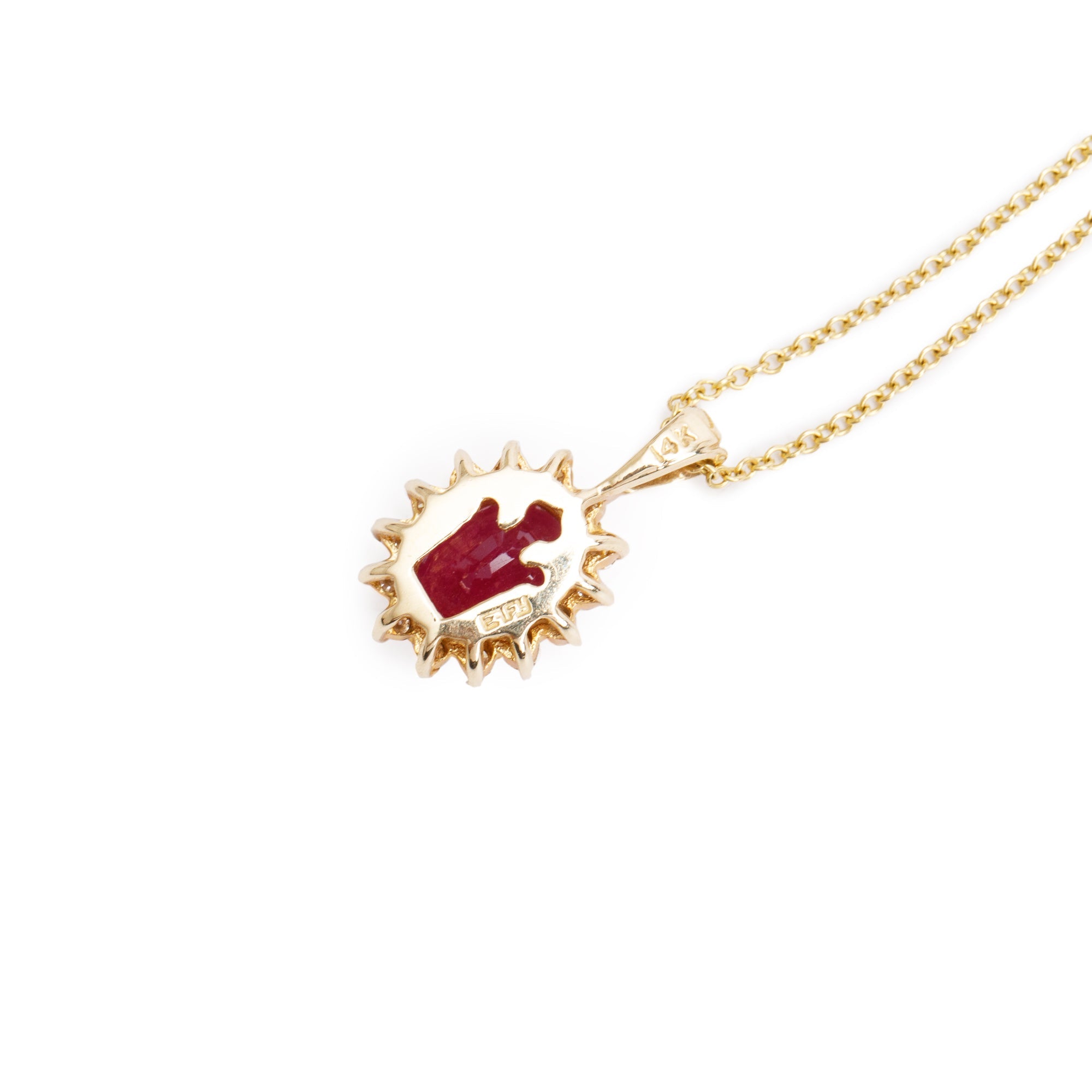 Effy 14k Yellow Gold Ruby & Diamond Pendant Necklace