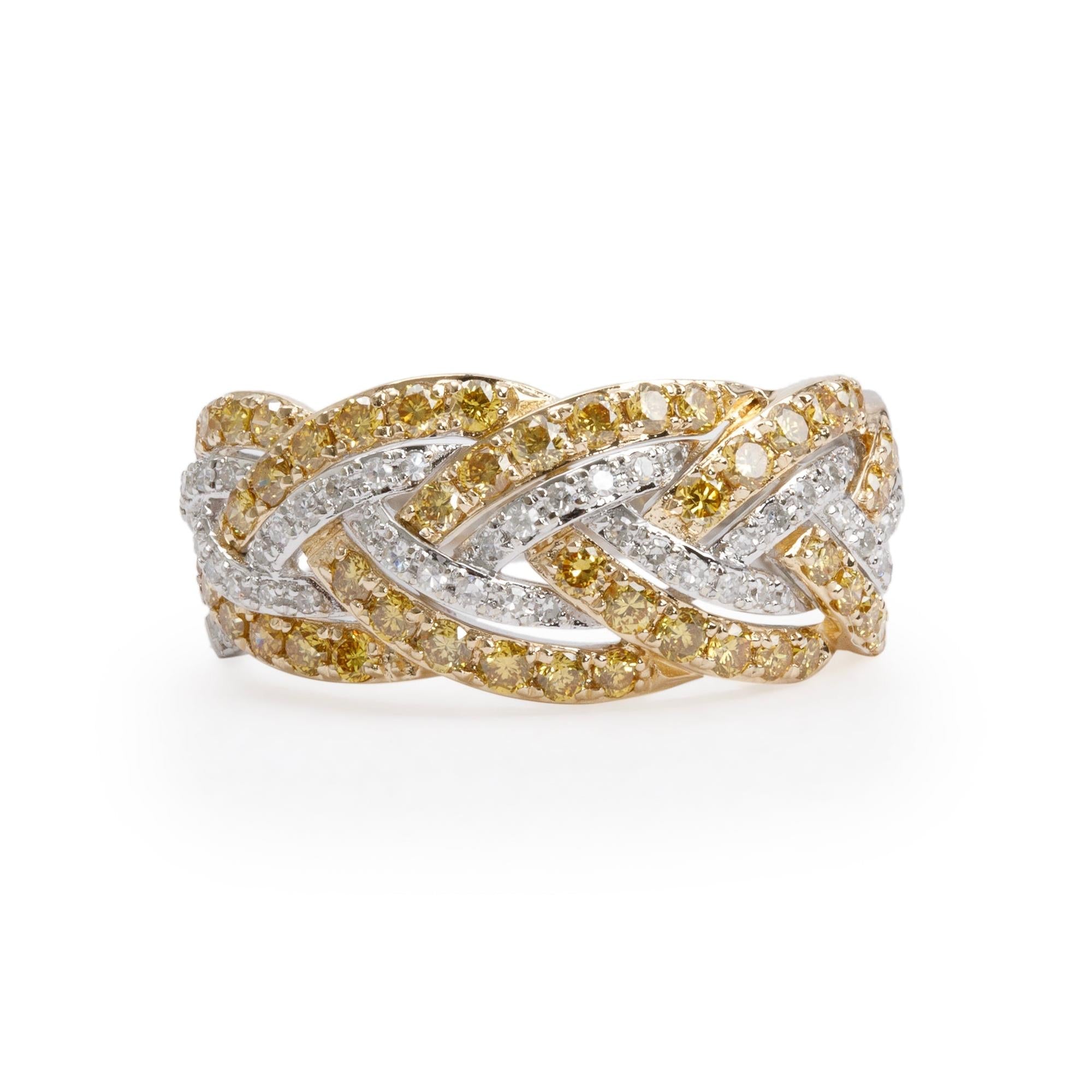 Effy 14k Yellow and White Gold Diamond Ring, Size 7