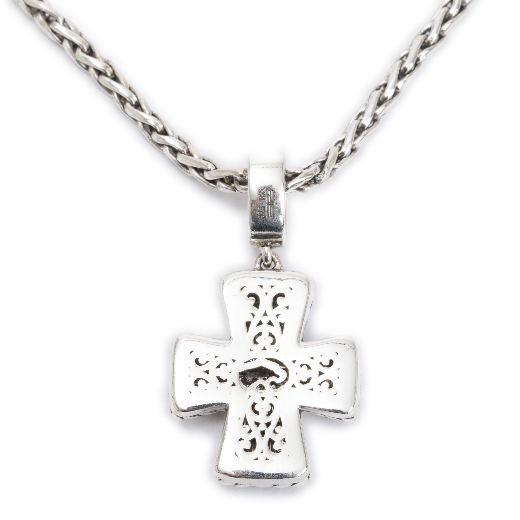 Effy Sterling Silver & 18k Yellow Gold Diamond Cross Pendant Necklace