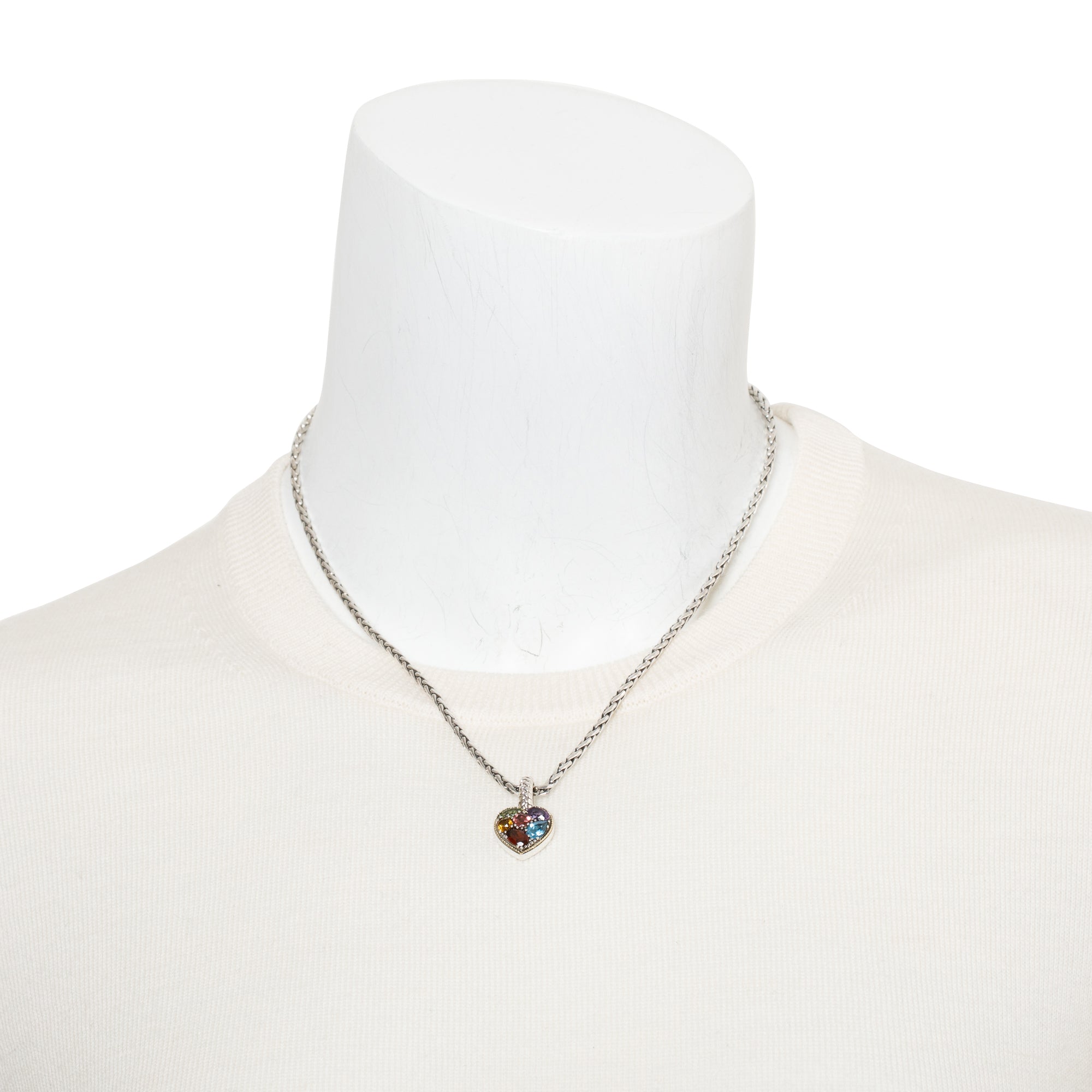 Effy Sterling Silver & 18k Yellow Gold Multi Gemstone Heart Pendant Necklace