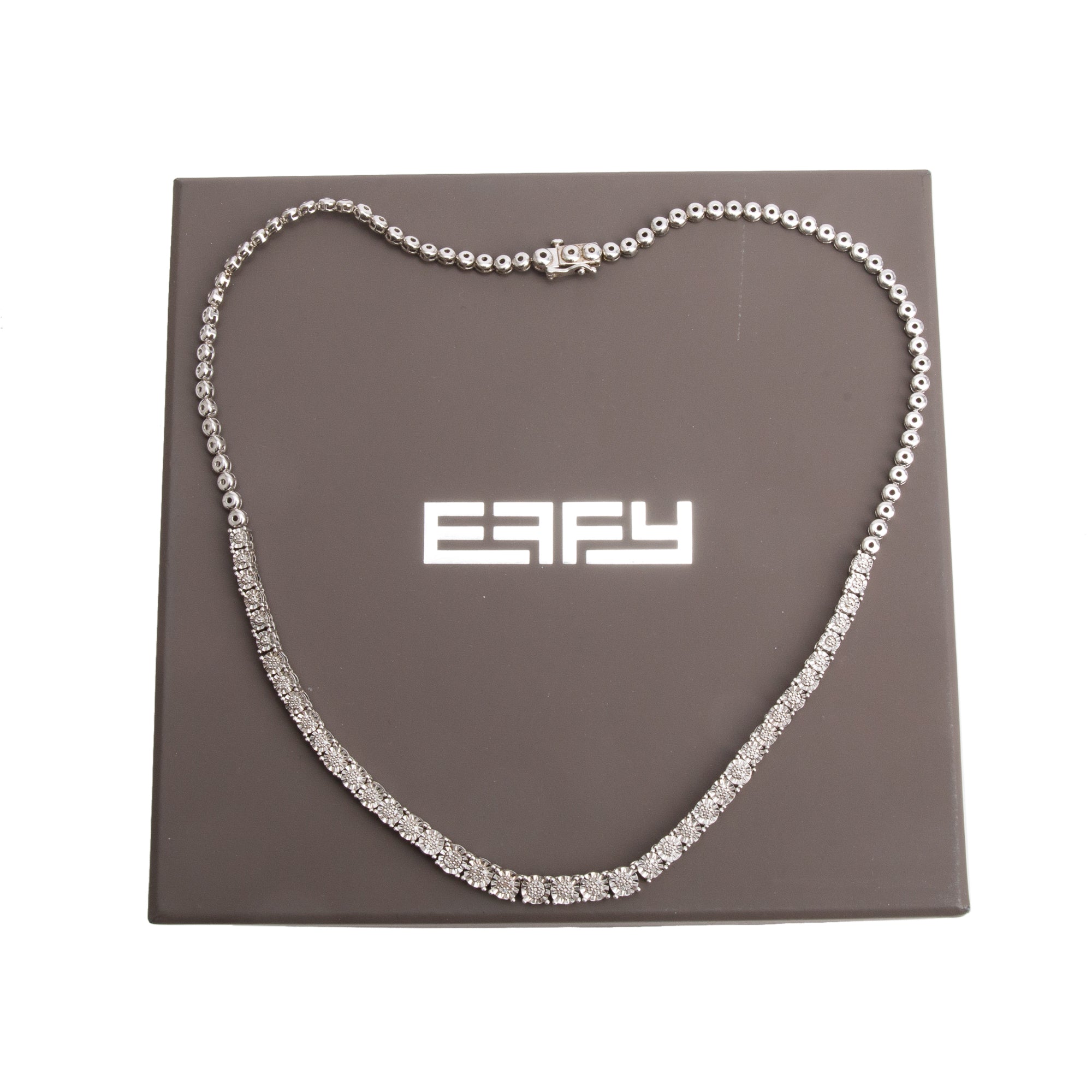 Effy Sterling Silver Diamond Necklace w/ Box