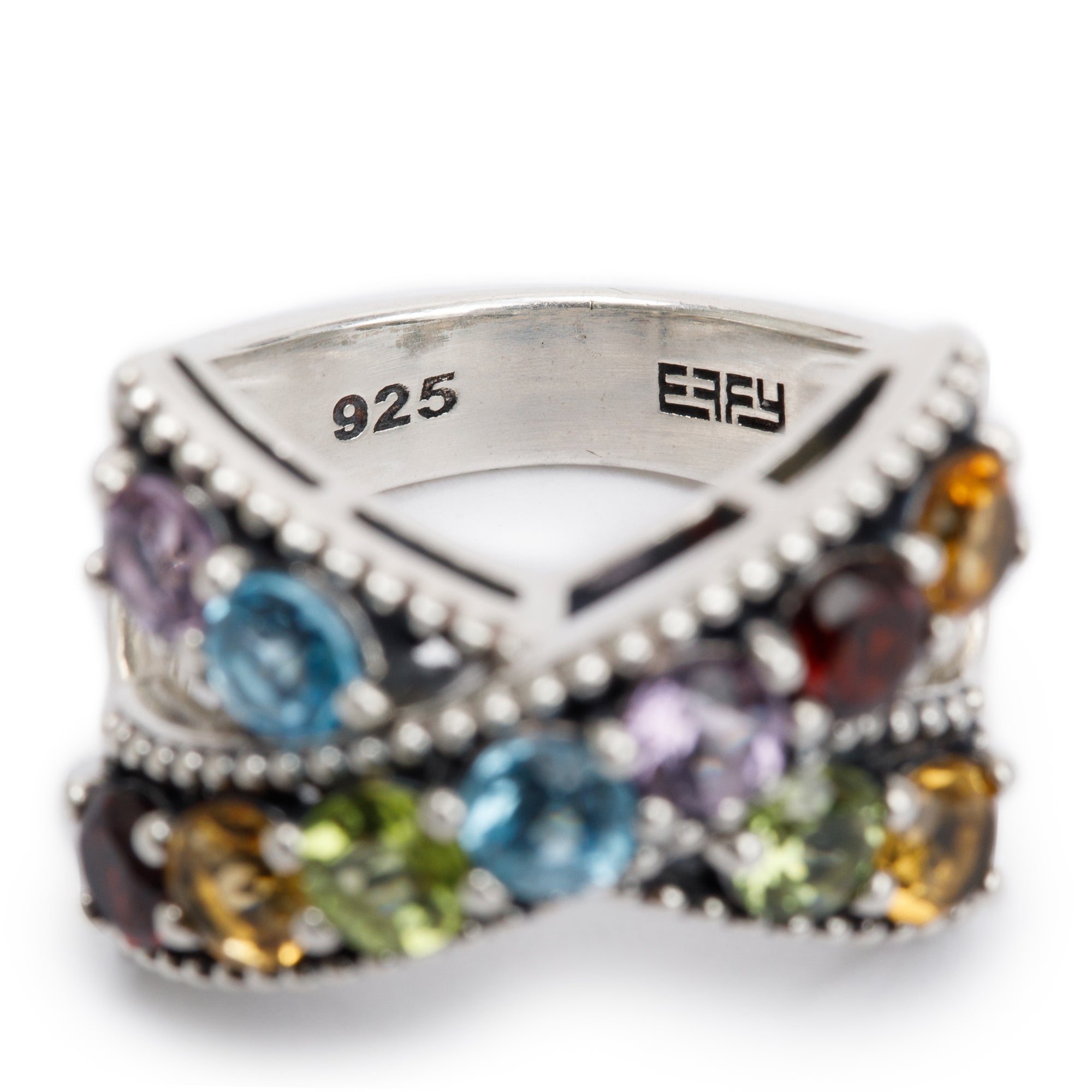 Effy Sterling Silver Multi-Gemstone Cocktail Ring, Size 7