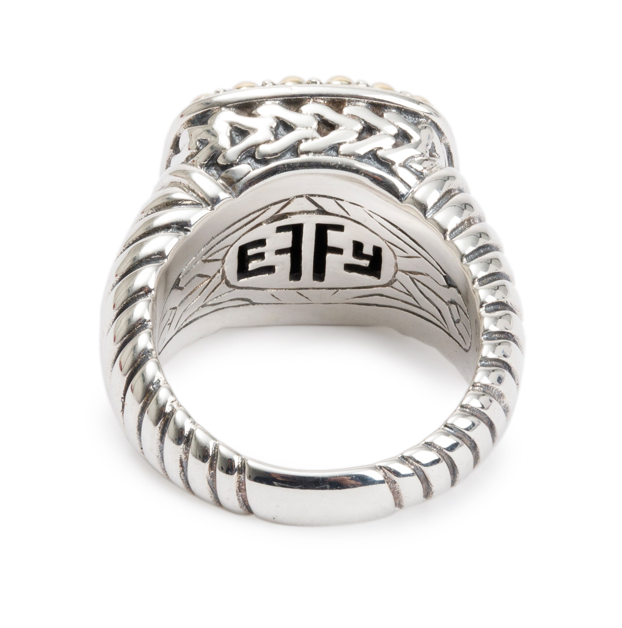 Effy Sterling Silver and 18k Yellow Gold Multi-Gemstone Cocktail Ring, Size 7