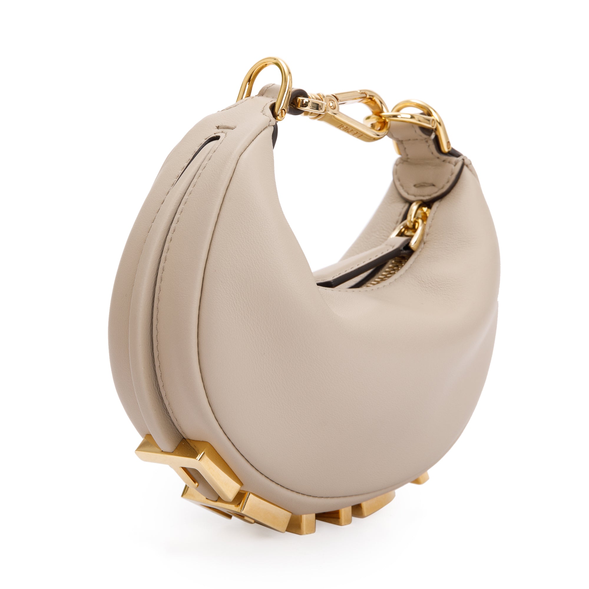 Fendi 2022 Beige Calfskin Leather Nano Fendigraphy Bag w/ Box