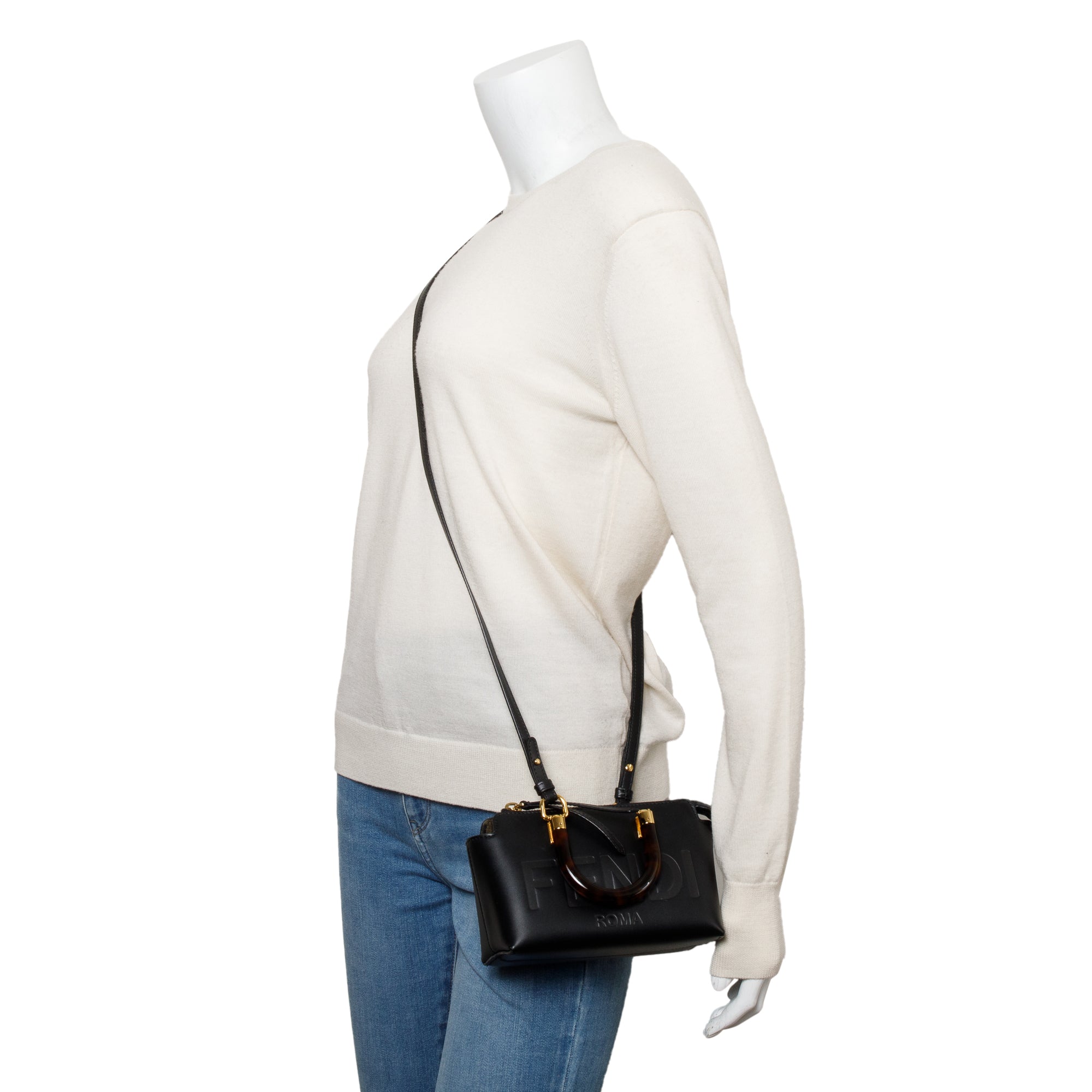 Fendi 2022 Black Leather By the Way Mini Boston Bag w/ Box