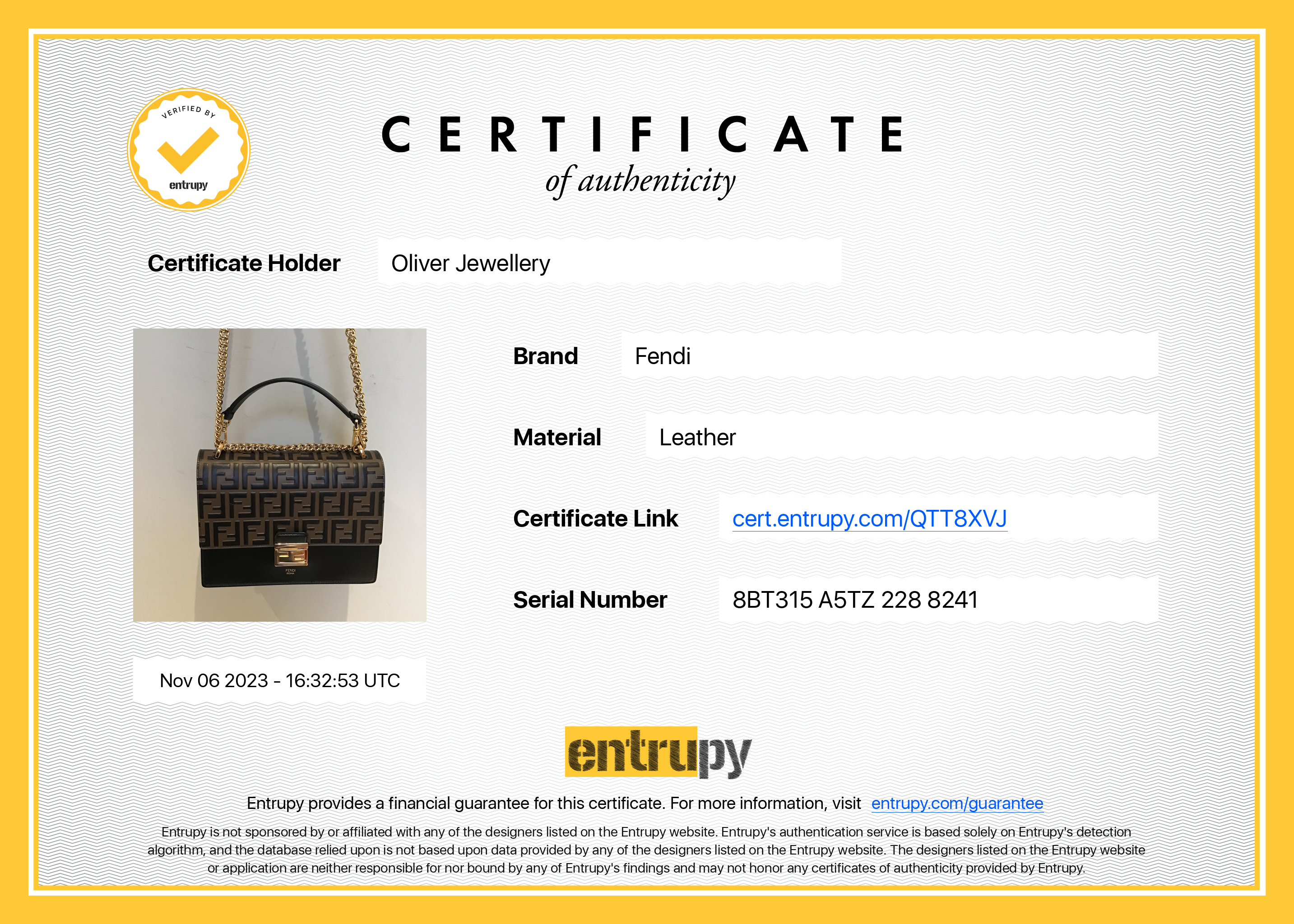 Fendi 2022 FF Embossed & Black Calfskin Leather Kan I Shoulder Bag w/ Box, Receipt & Strap