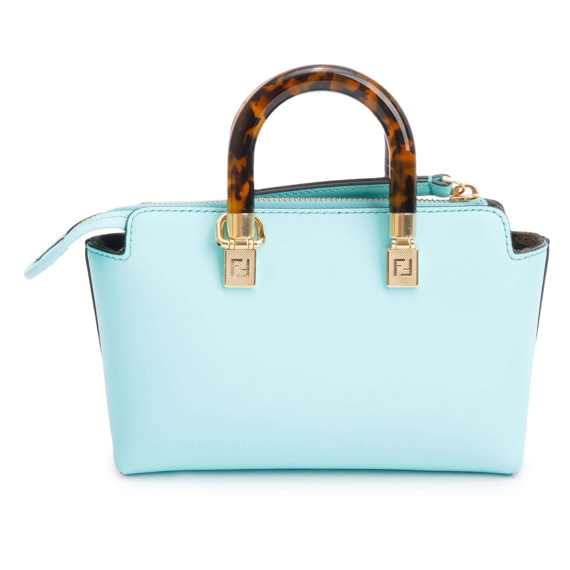 Fendi 2023 Blue Leather By the Way Mini Boston Bag w/ Strap