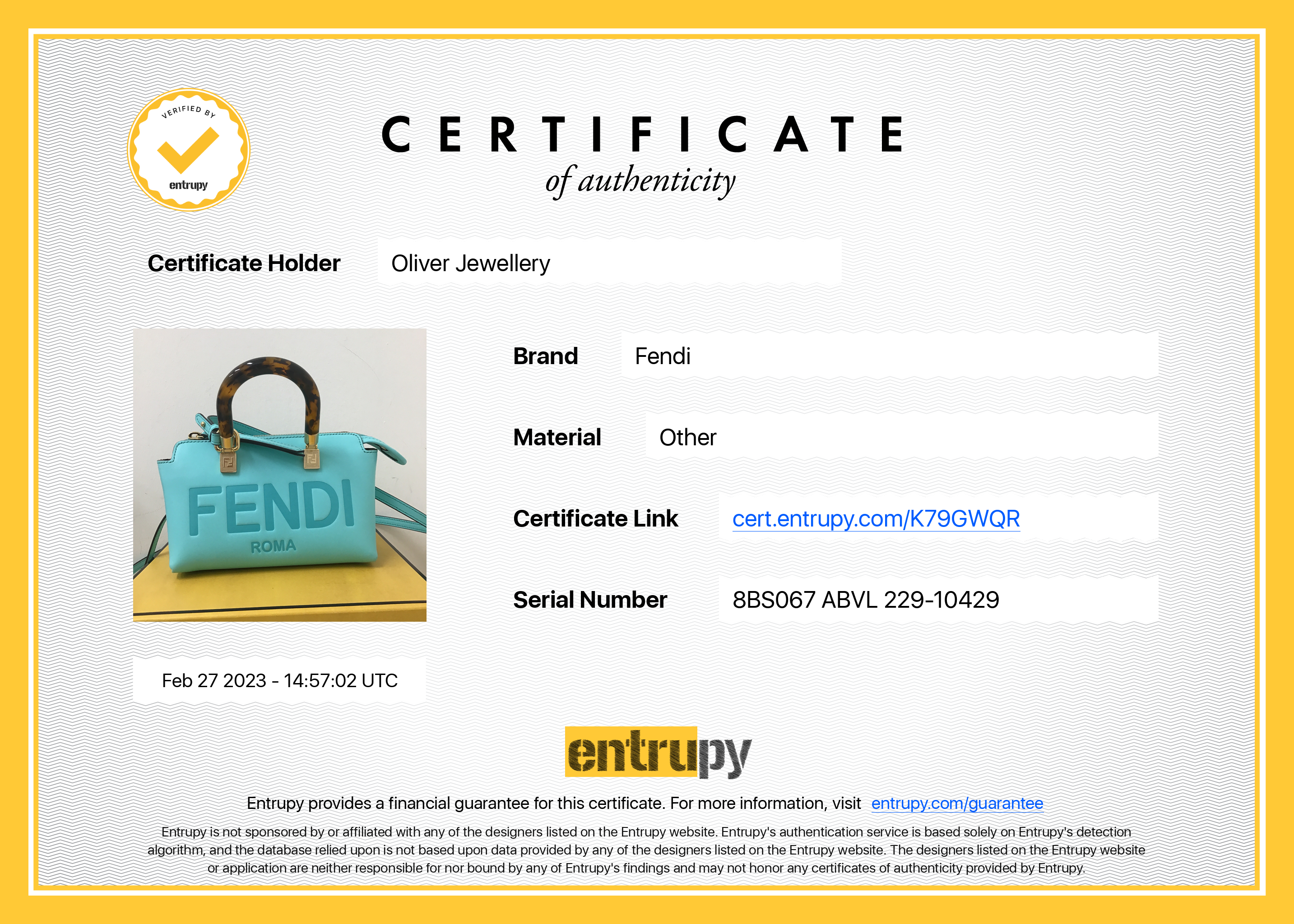 Fendi 2023 Mini By the Way Boston Bag w/ Strap, Box & Receipt