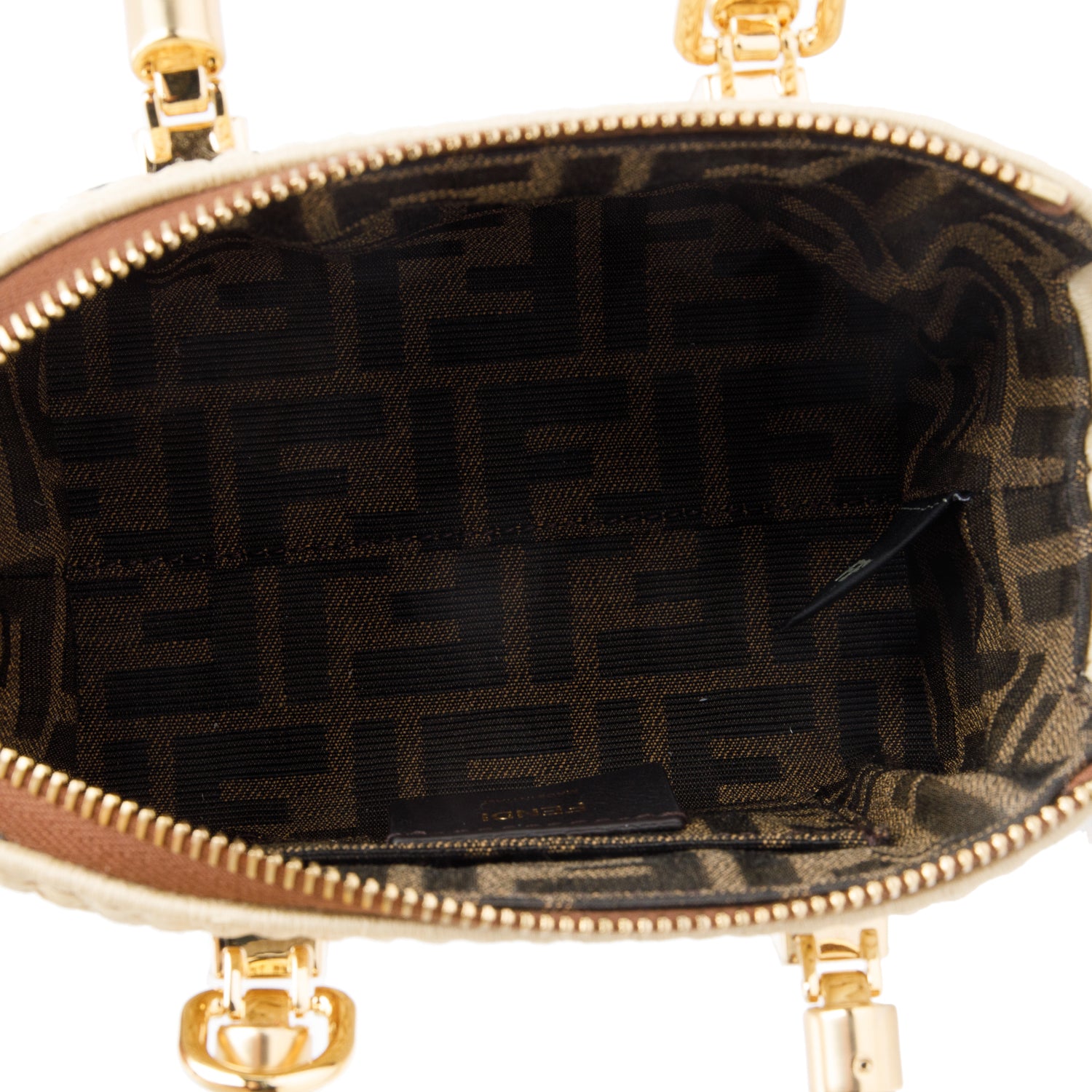 Fendi 2024 Neutral Raffia By the Way Mini Boston Bag w/ Strap