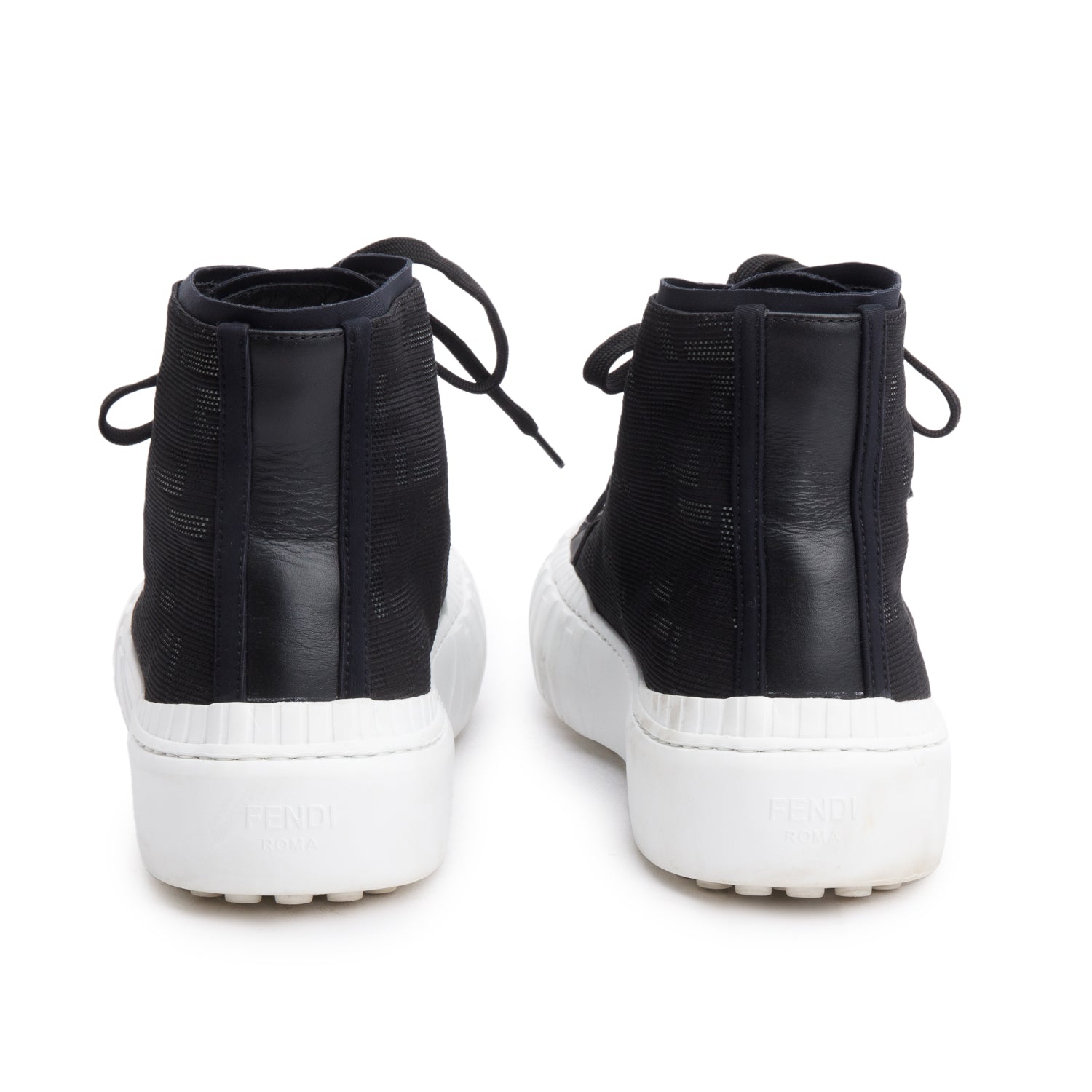 Fendi  Black Zucca FF Canvas  High-Top Force Sneakers, Men's Size 10