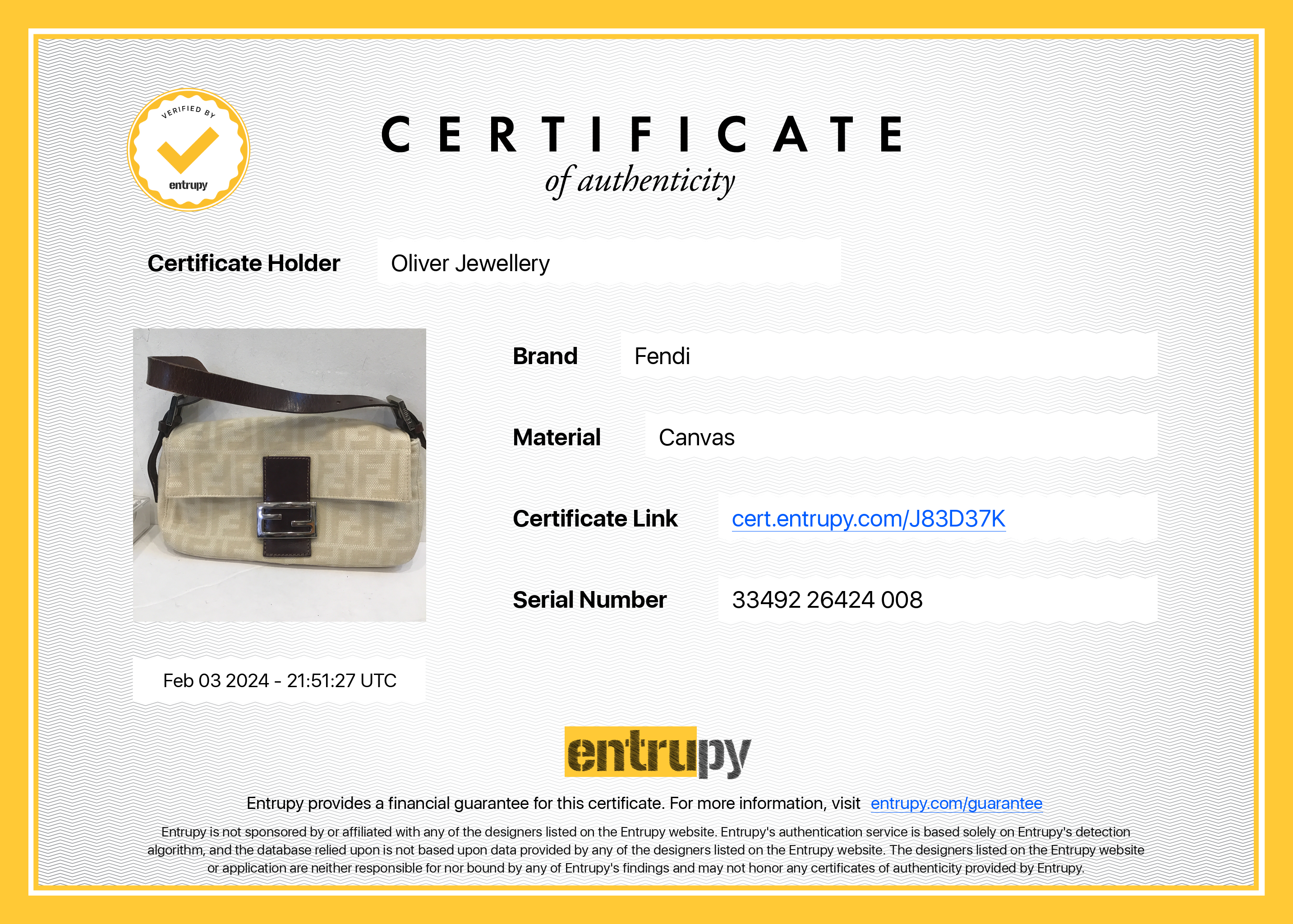 Fendi Beige FF Zucca Canvas Brown Leather Trim Baguette Shoulder Bag