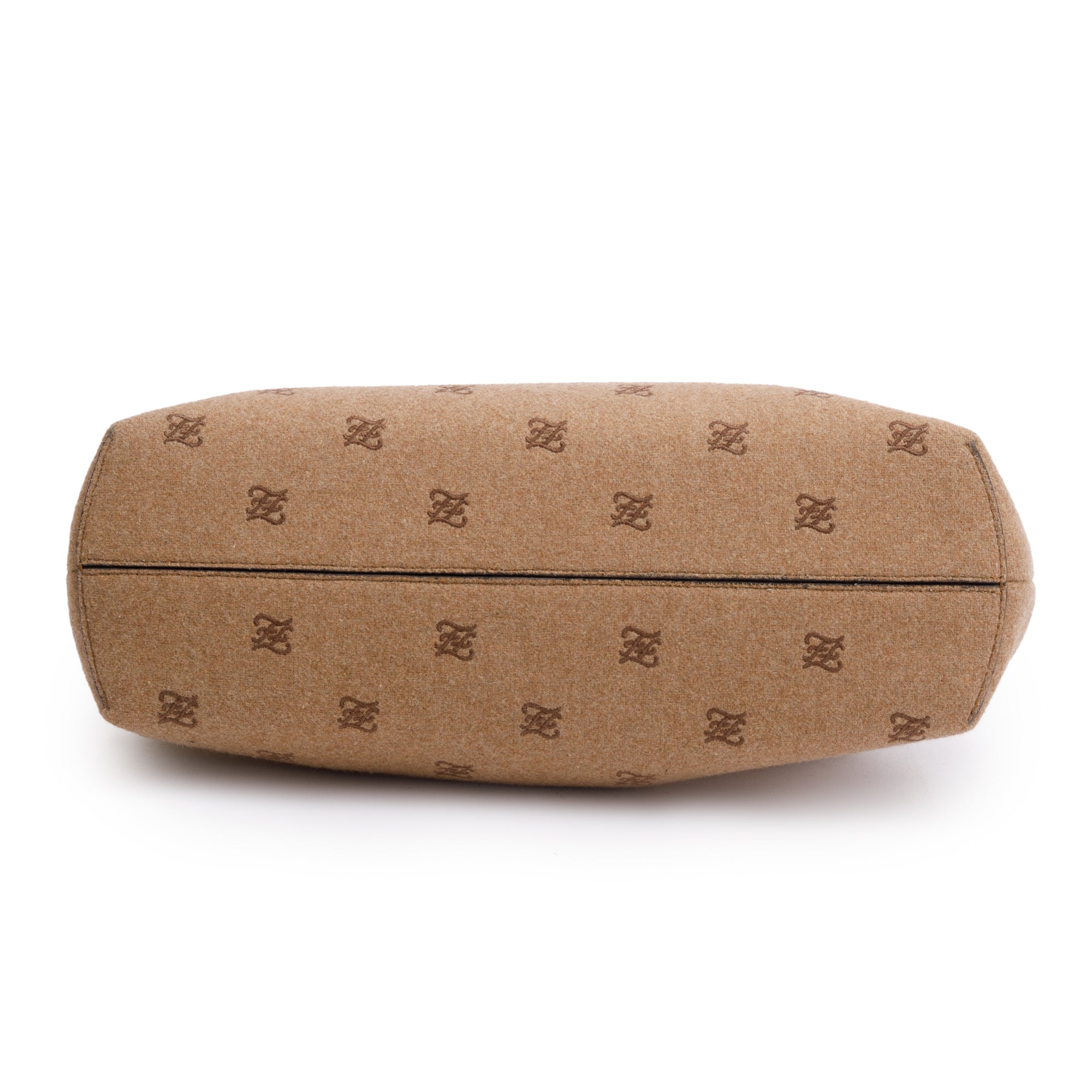 Fendi Beige Flannel Karligraphy Embroidered Medium Fendi First Bag w/ Strap