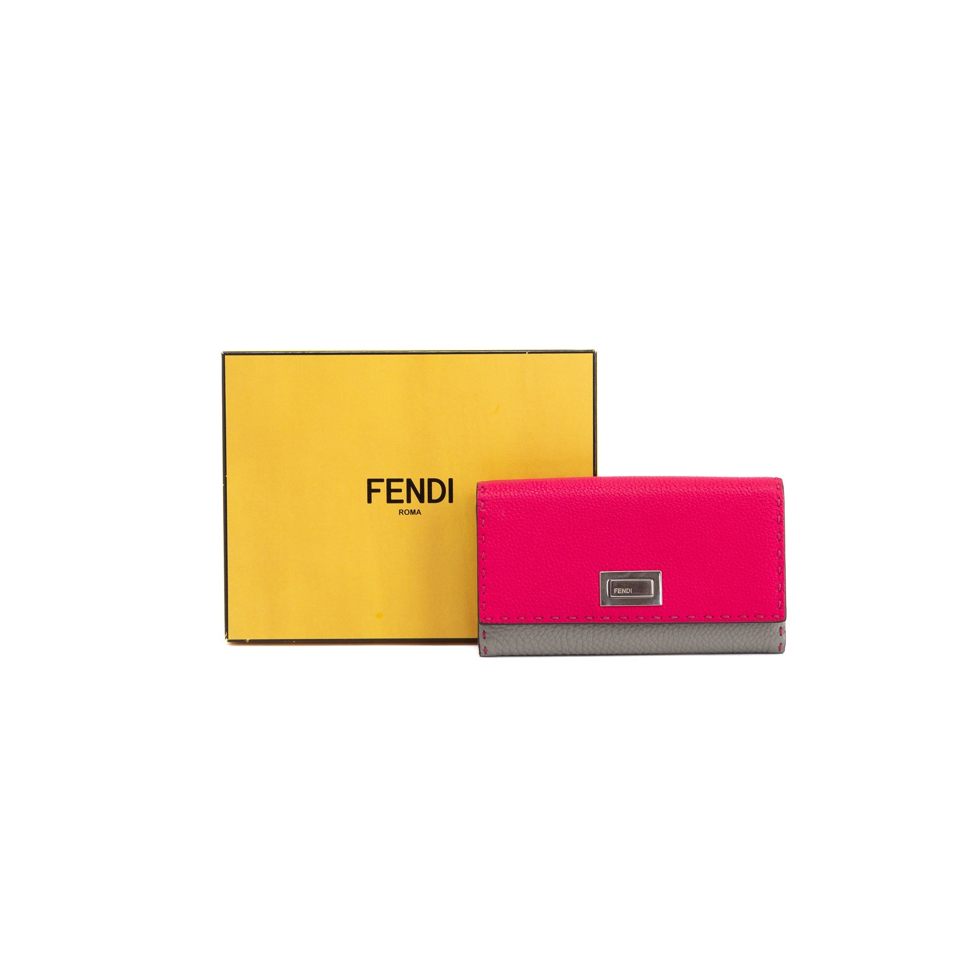 Fendi Bicolor Selleria Peekaboo Continental Wallet w/ Box
