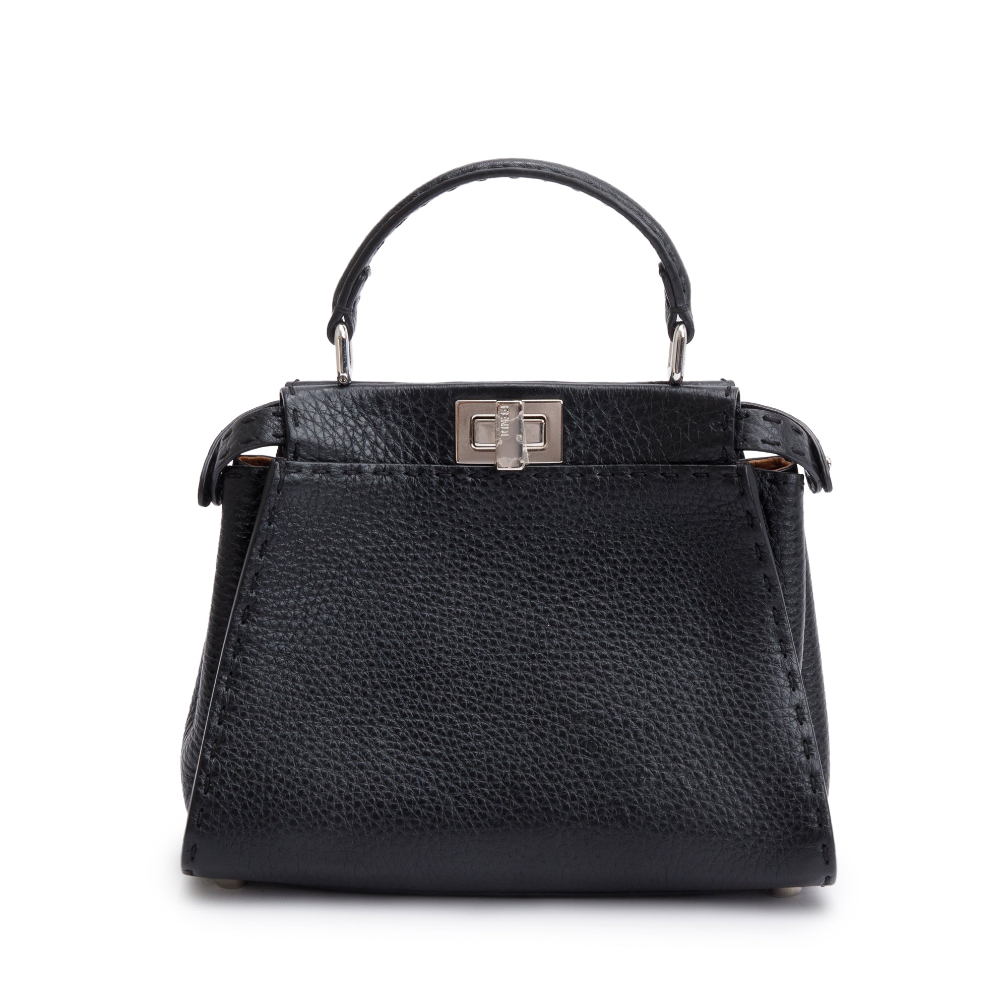 Fendi Black Calfskin Leather Mini Peekaboo ISeeU Bag w/ Strap