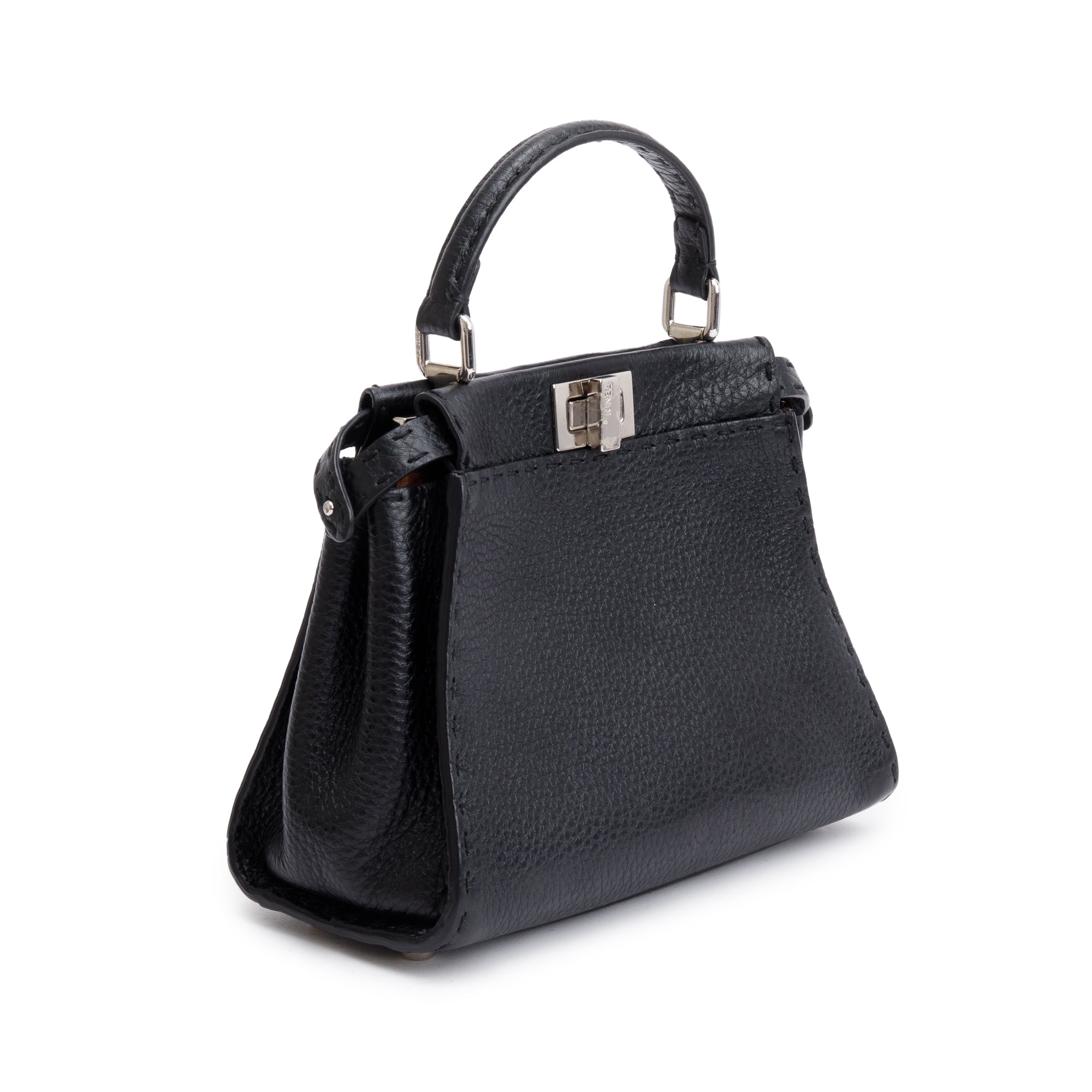 Fendi Black Calfskin Leather Mini Peekaboo ISeeU Bag w/ Strap