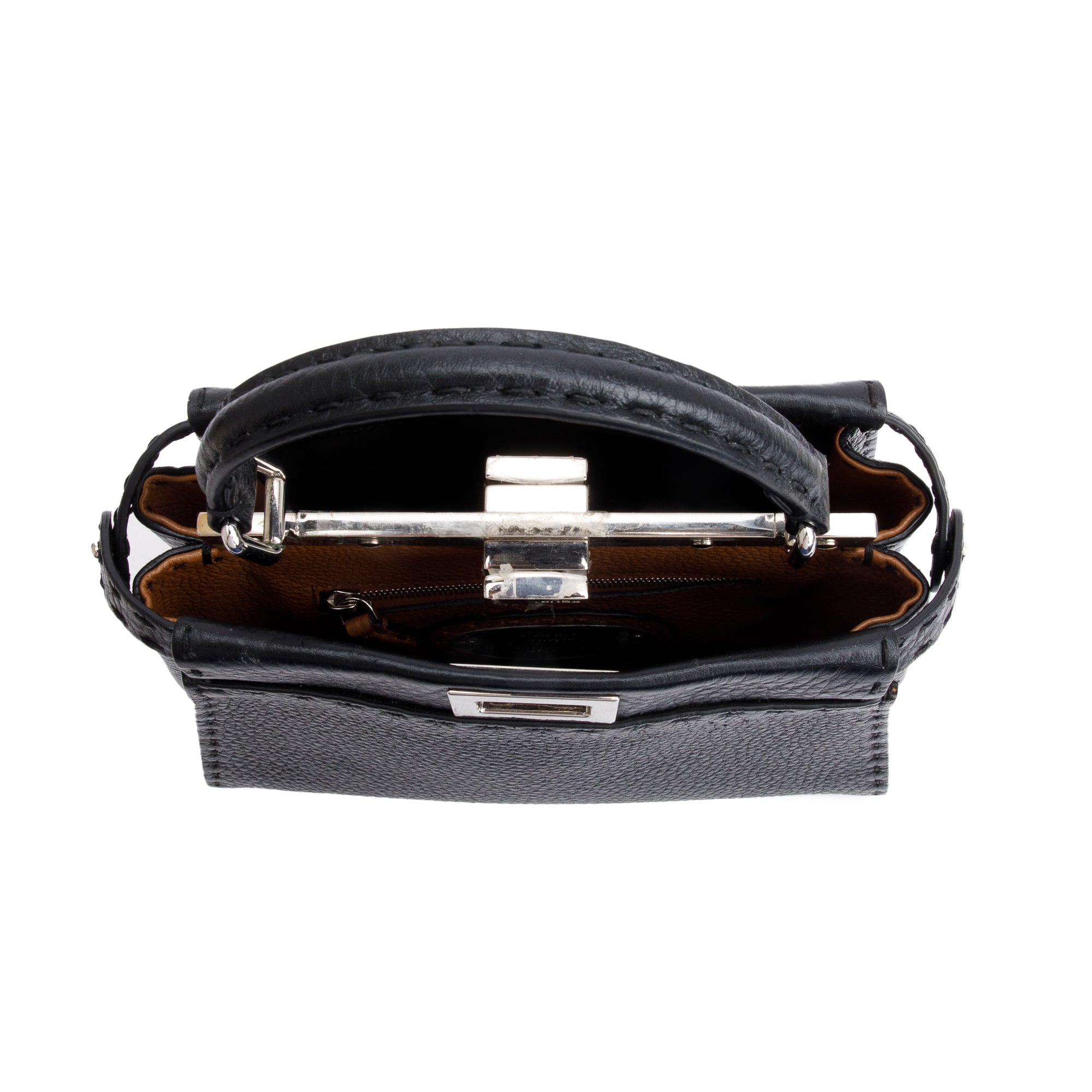 Fendi Black Calfskin Leather Mini Peekaboo ISeeU Bag w/ Strap