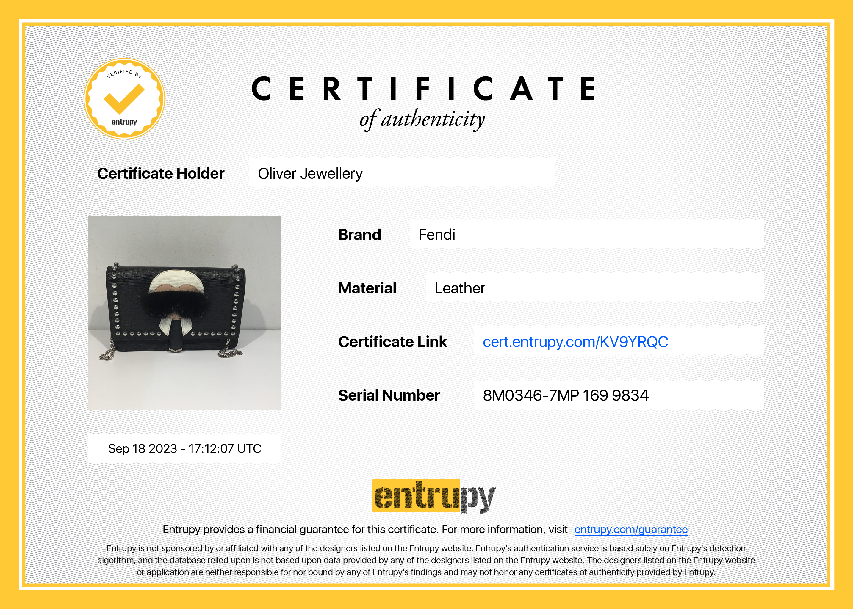 Fendi Black Calfskin Leather Studded Karlito Wallet on Chain w/ Box