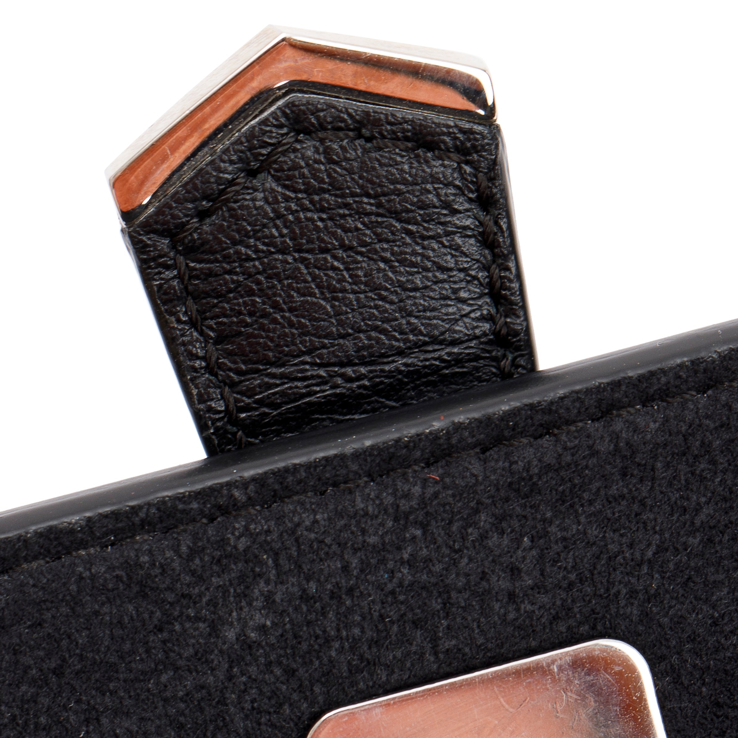 Fendi Black Calfskin Leather Studded Karlito Wallet on Chain w/ Box