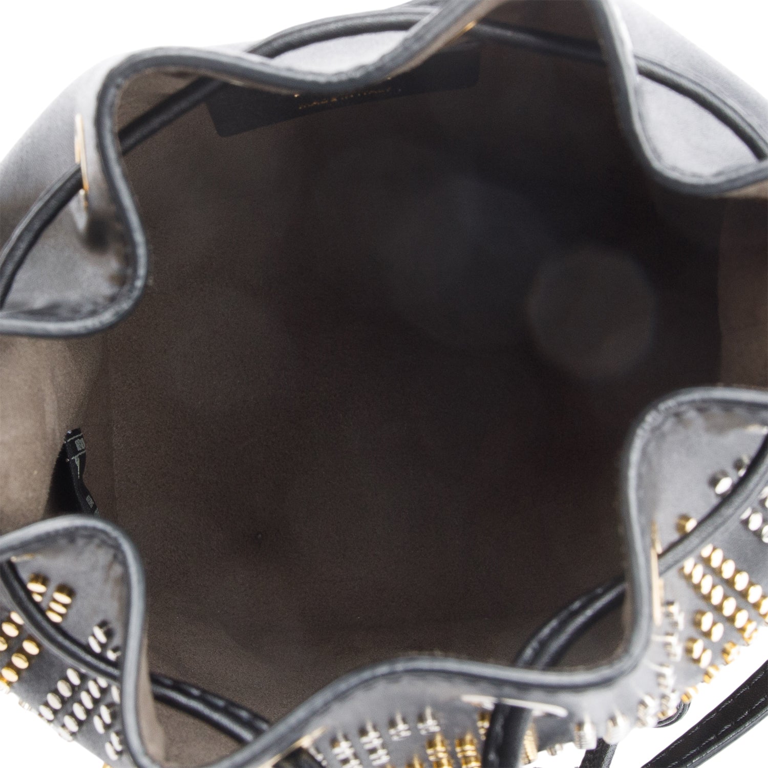 Fendi Black FF Studded Calfskin Leather Mini Mon Tresor Bucket Bag w/ Strap