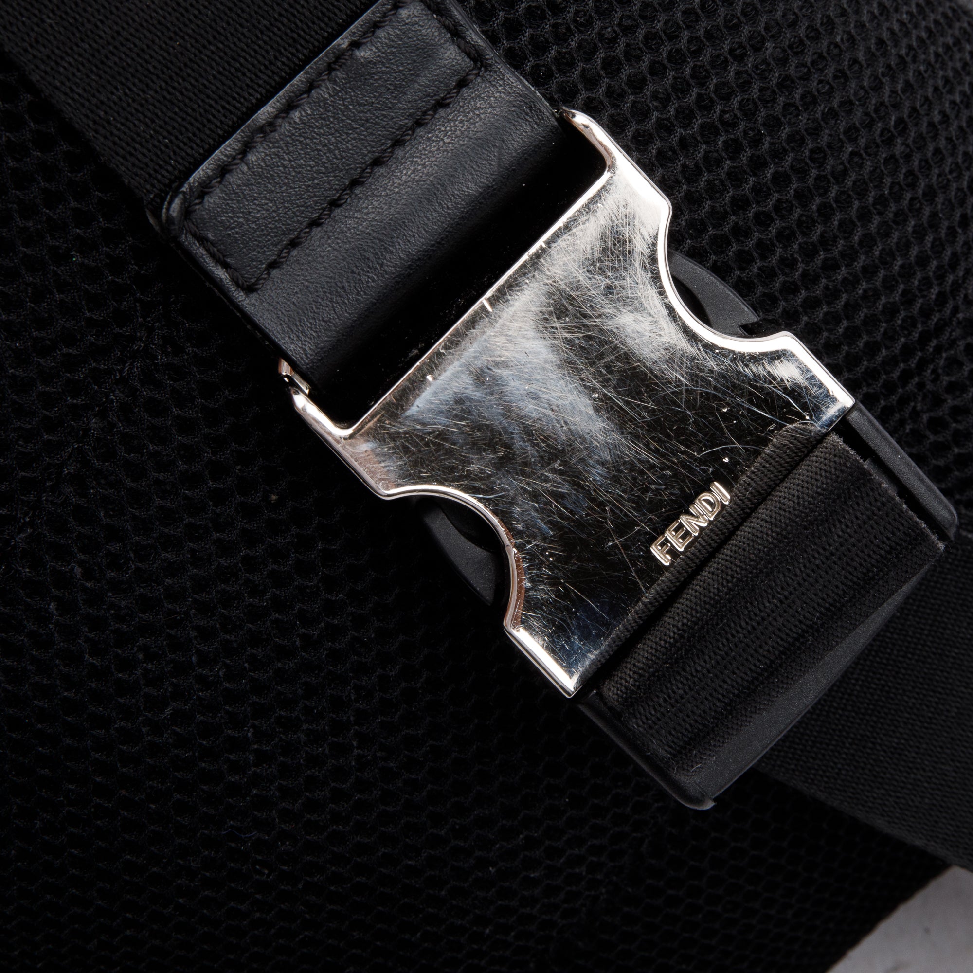 Fendi Black FF Zucca Canvas Calfskin Leather 1974 Diagonal Belt Bag