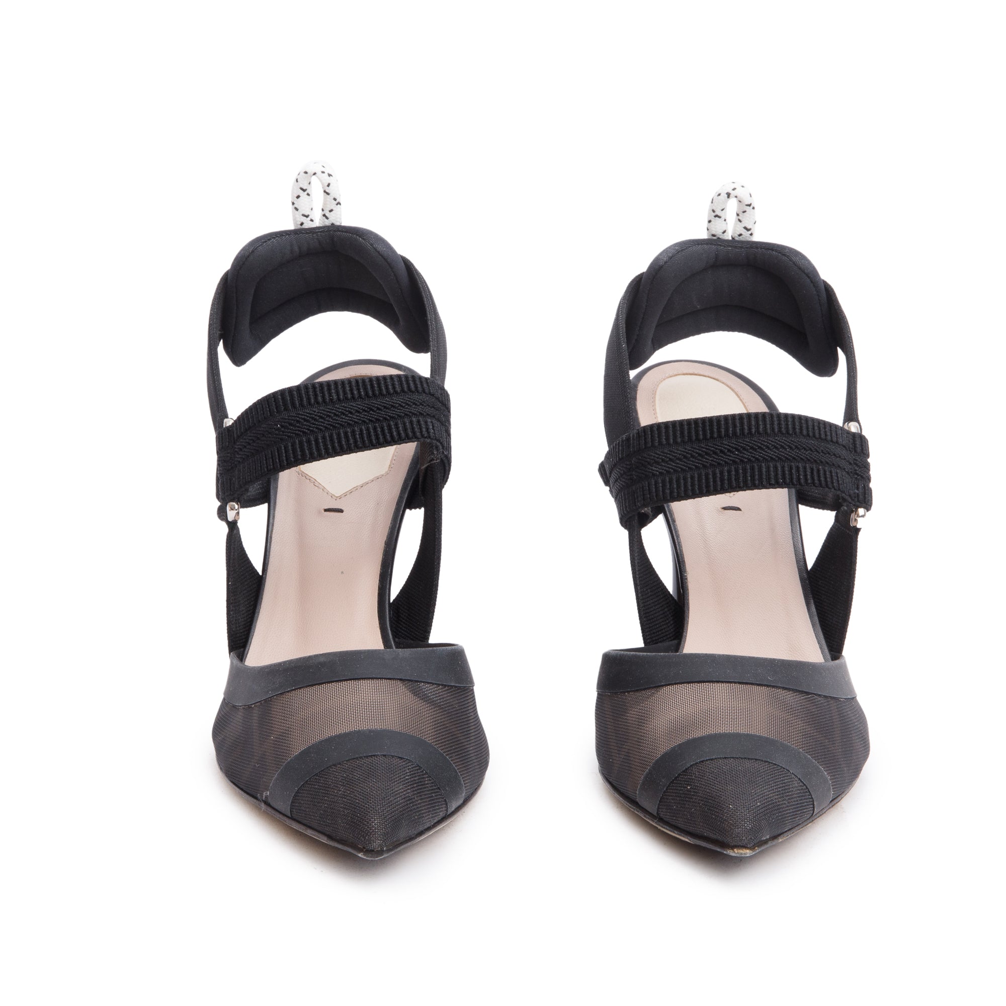 Fendi Black FF Zucca Colibri Mesh Slingback Pumps, Size 38