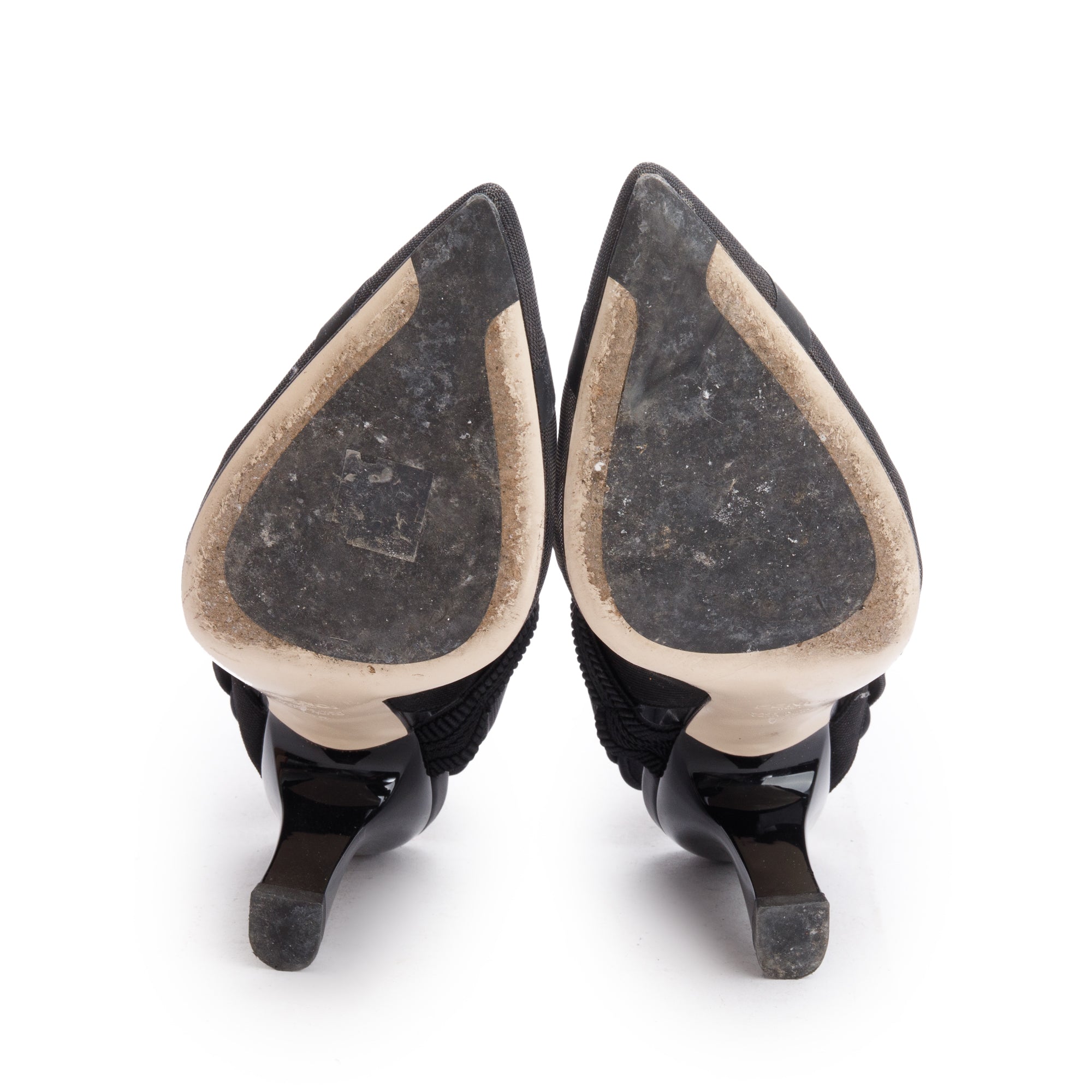 Fendi Black FF Zucca Colibri Mesh Slingback Pumps, Size 38