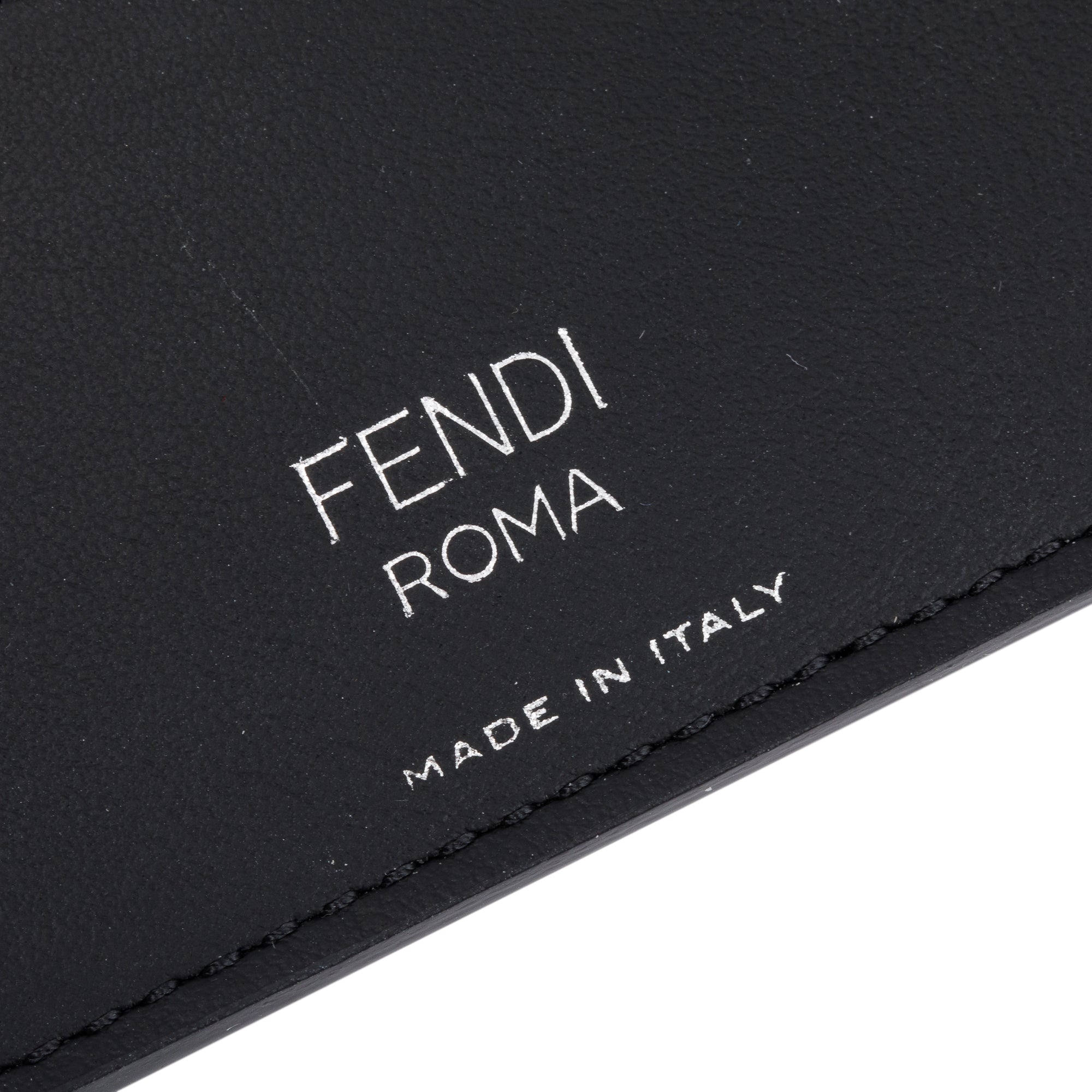 Fendi Black Leather FF Zucca Canvas Card Case w/ Box