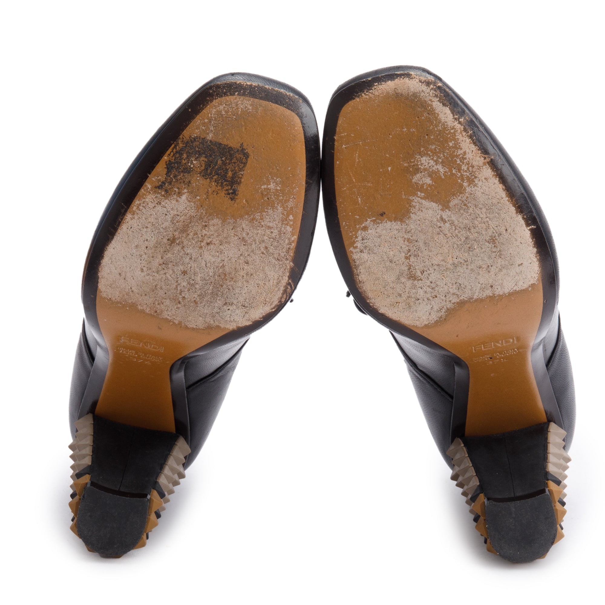 Fendi Black Leather Polifonia Lace-Up Ankle Boots, Size 37