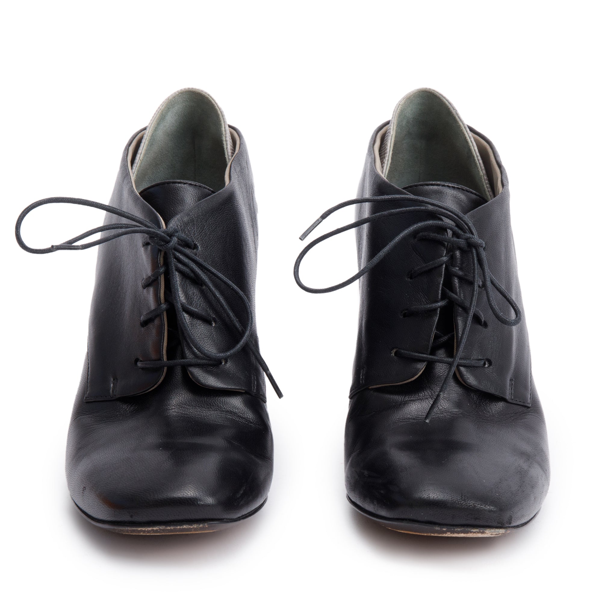 Fendi Black Leather Polifonia Lace-Up Ankle Boots, Size 37