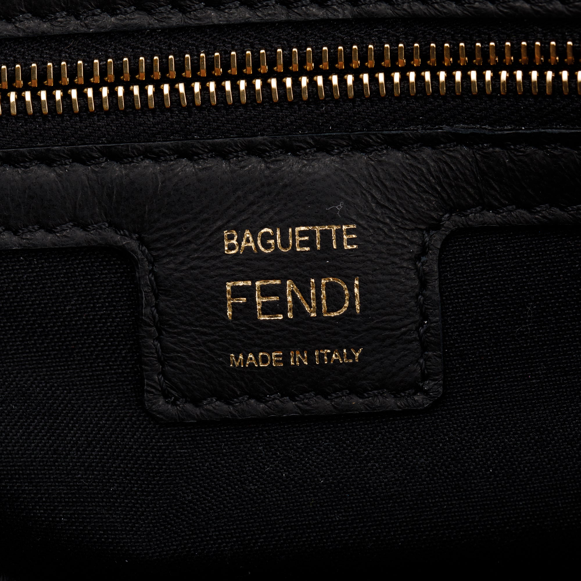 Fendi Black Nappa FF Leather Embossed Baguette NM Shoulder Bag w/ Box