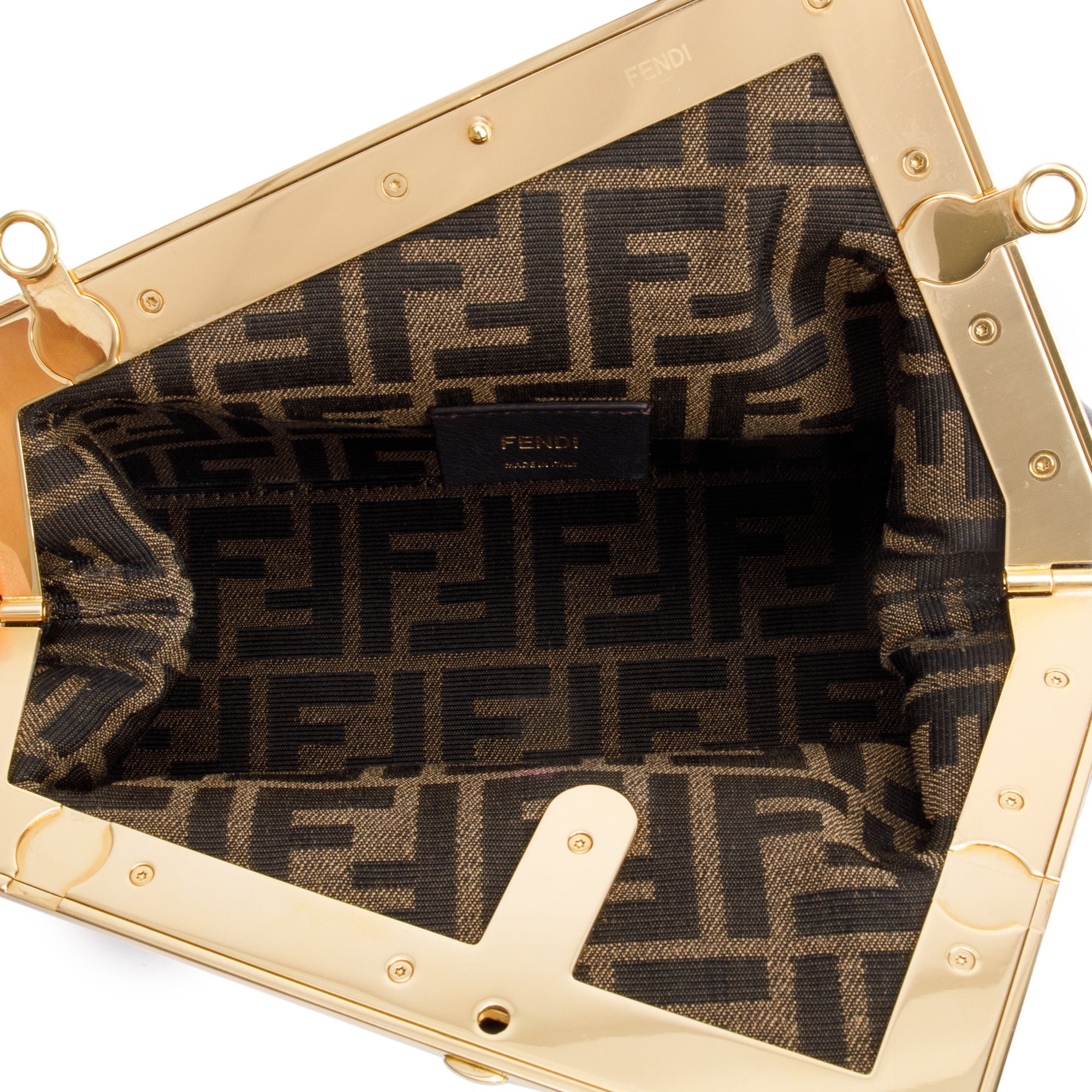 Fendi Black Nappa Leather Small Fendi First Bag w/ Strap