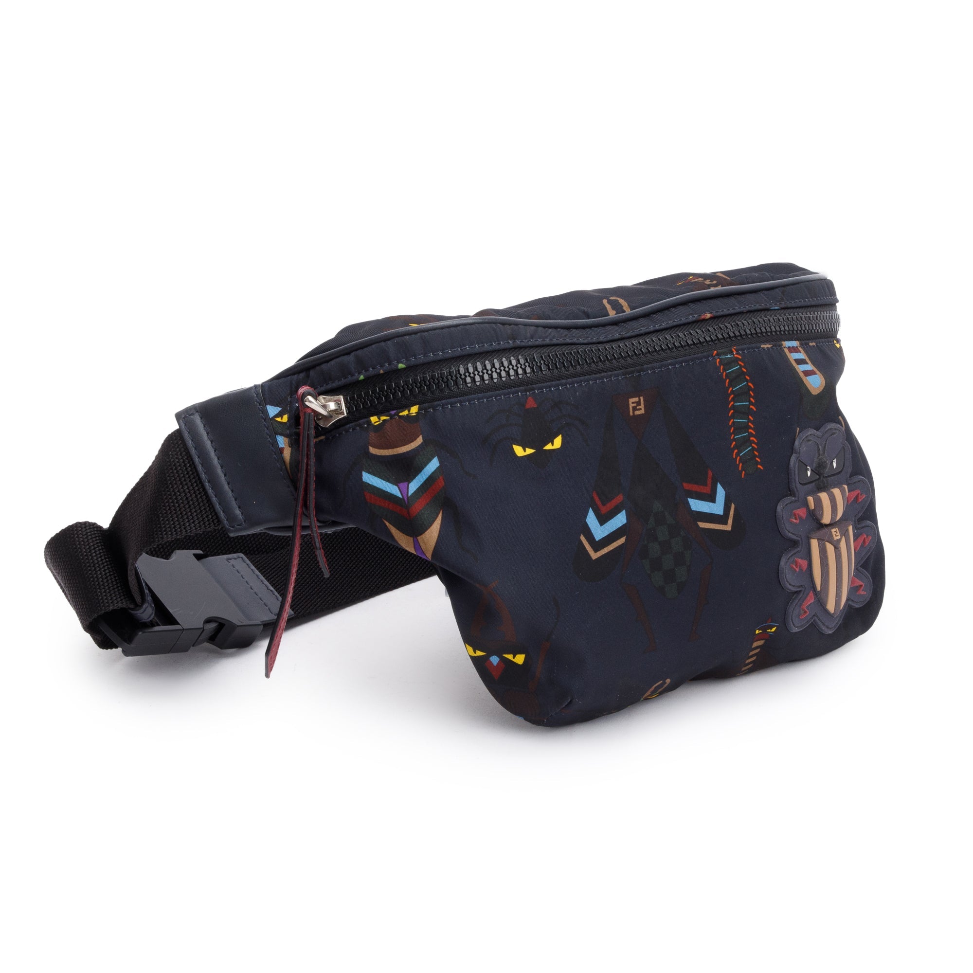 Fendi Black Nylon Bugs Motif Belt Bag